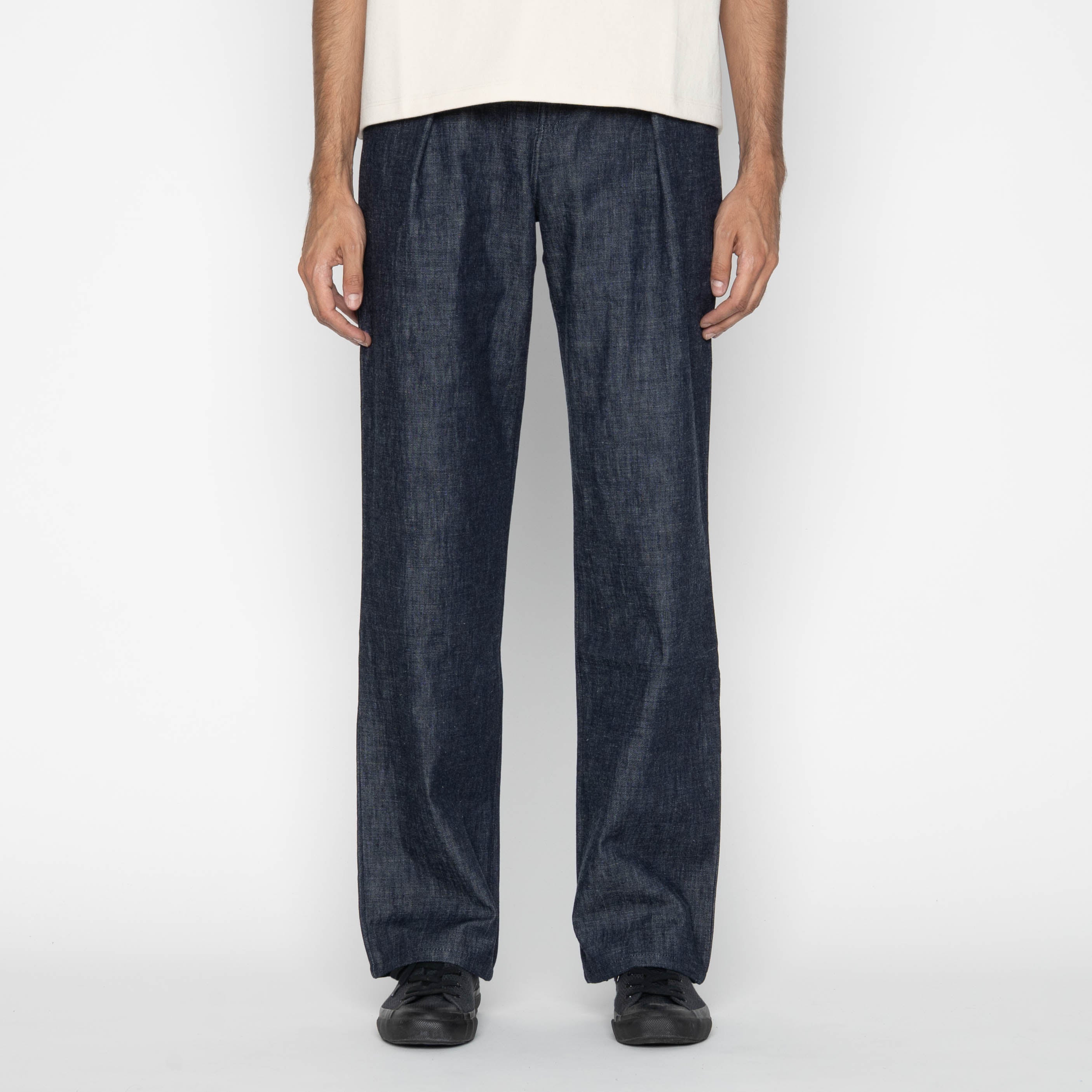 Pleated Trouser - 10oz Rinsed Denim - Indigo by Naked & Famous Denim