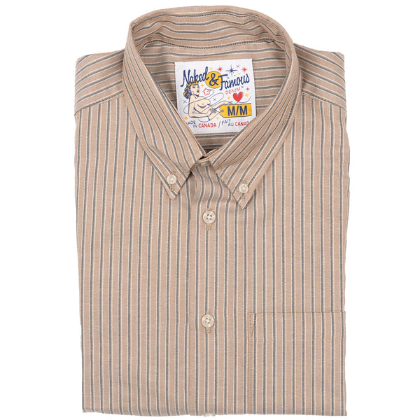 Easy Shirt - Soft Finish Classic Stripe - Taupe