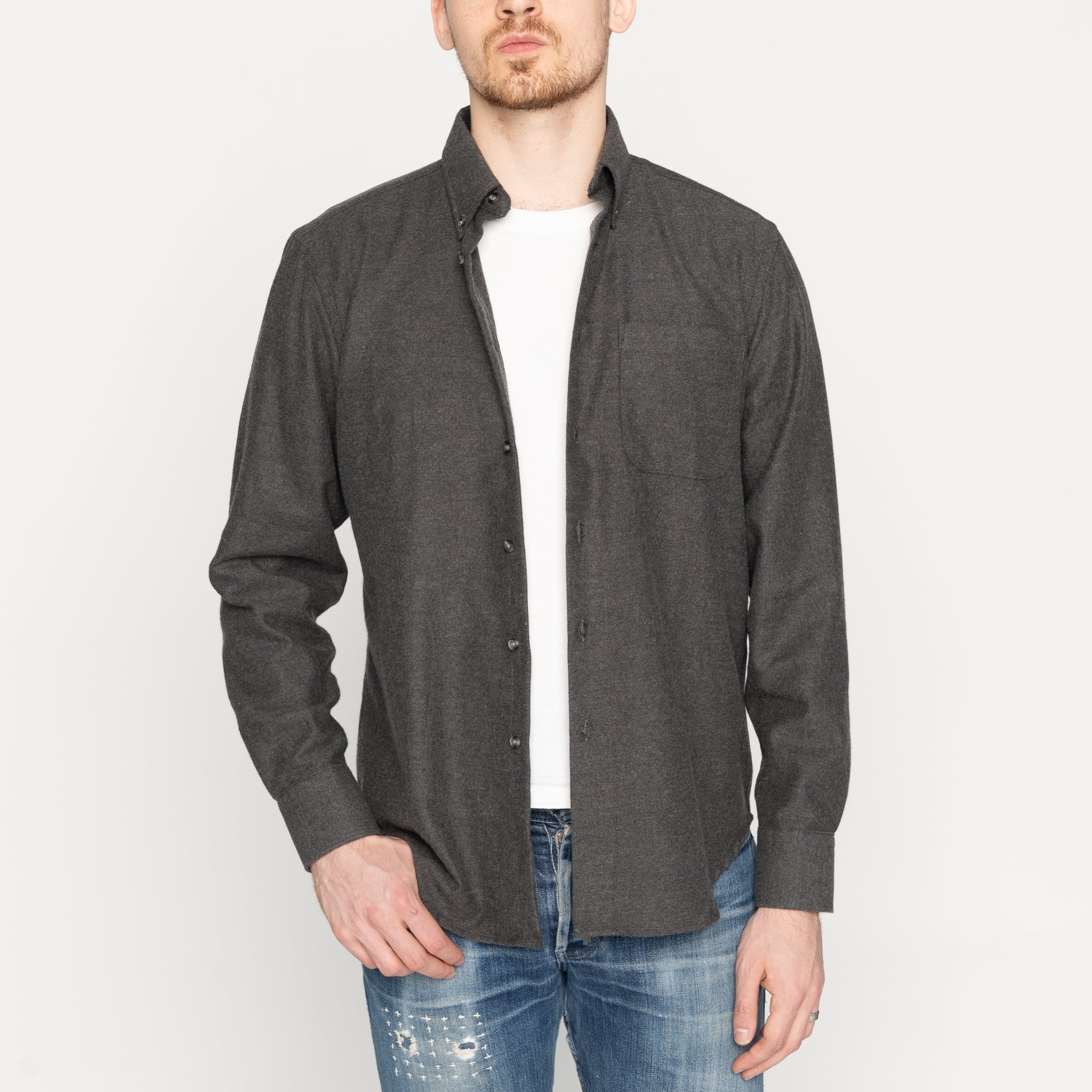 Easy Shirt - Yak Fiber Brushed Flannel - Charcoal by Naked & Famous Denim
