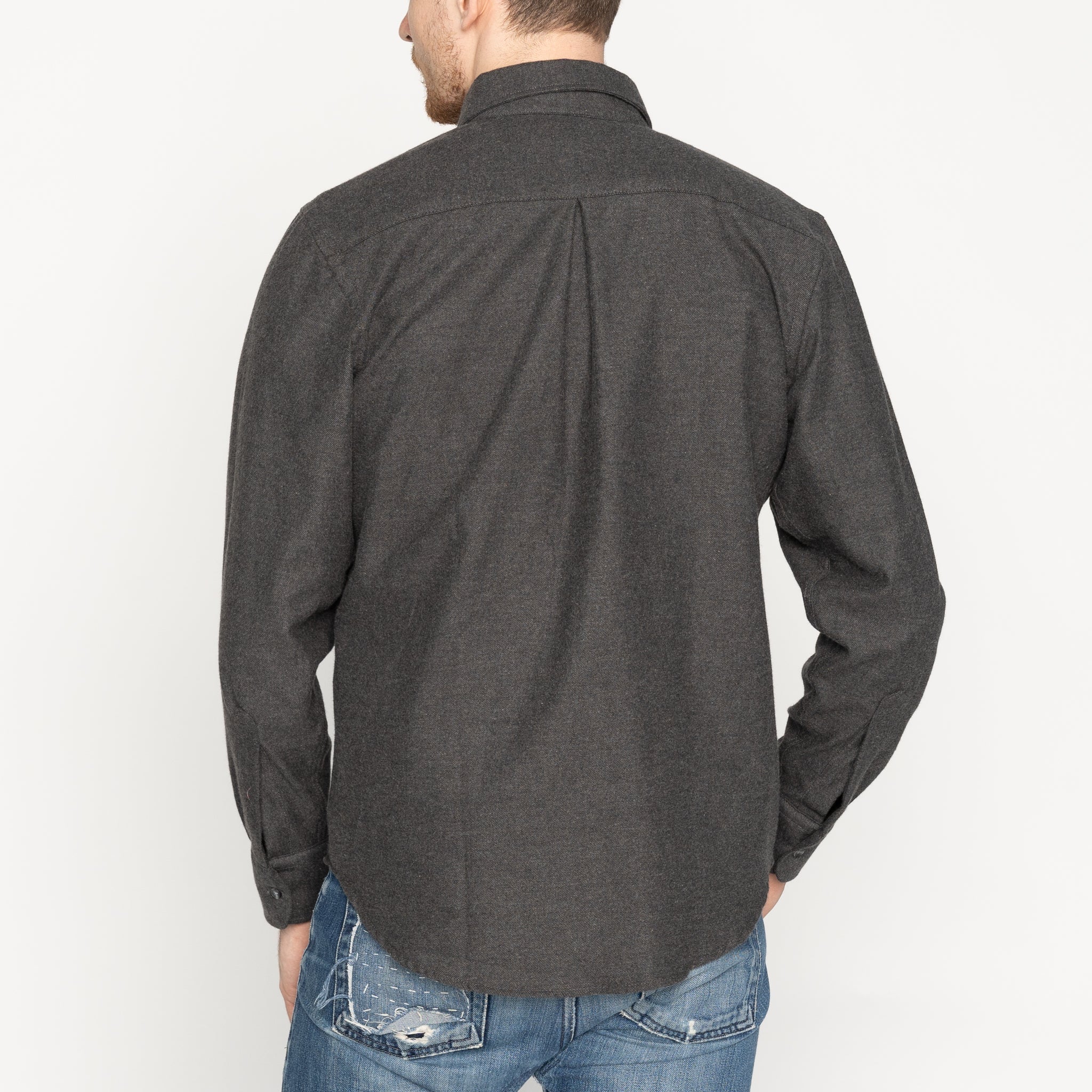 Easy Shirt - Yak Fiber Brushed Flannel - Charcoal by Naked & Famous Denim