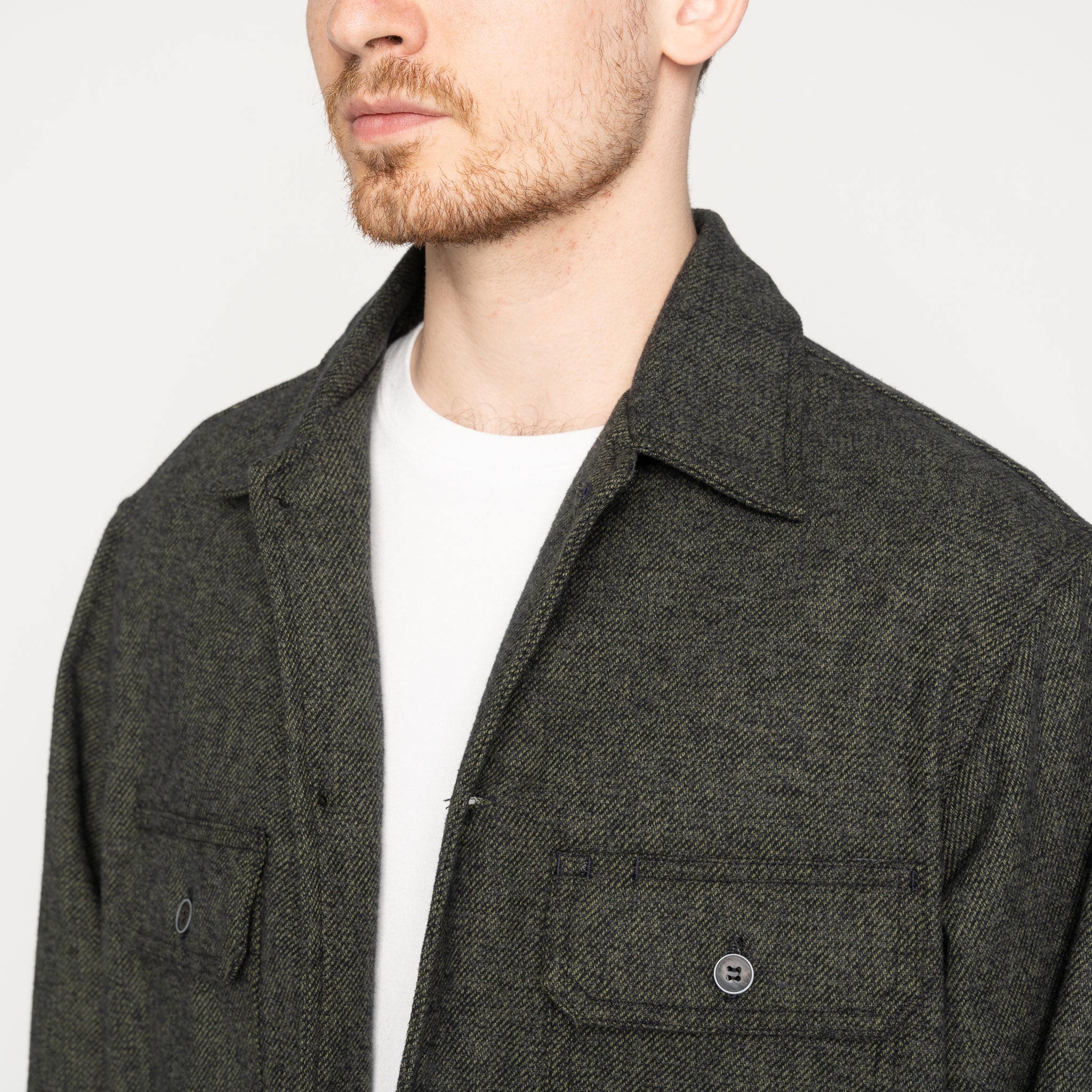 Over Shirt - Triple Yarn Twist Brushed Flannel - Forest Green by Naked & Famous Denim