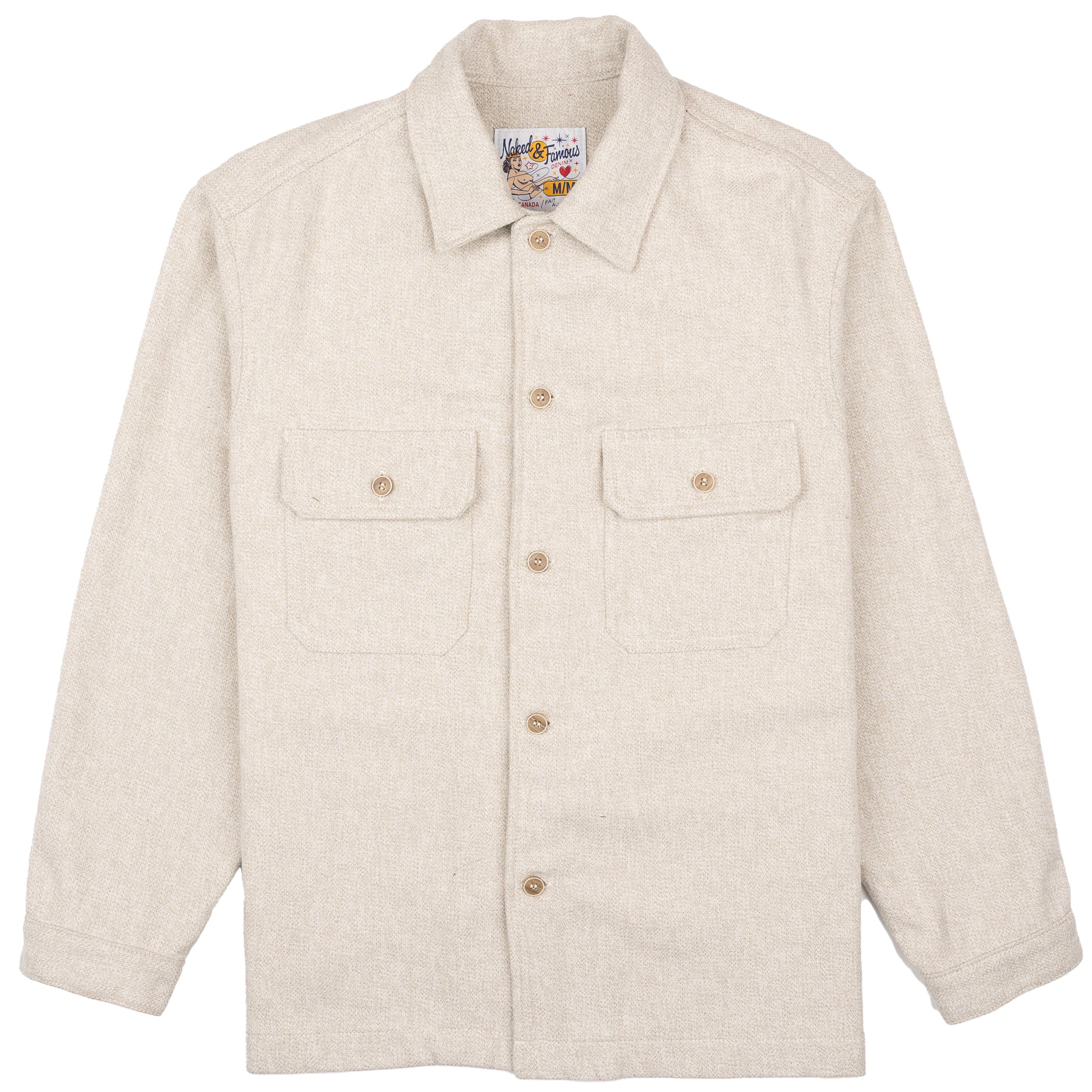 Over Shirt - Triple Yarn Twist Brushed Flannel - Ivory by Naked & Famous Denim