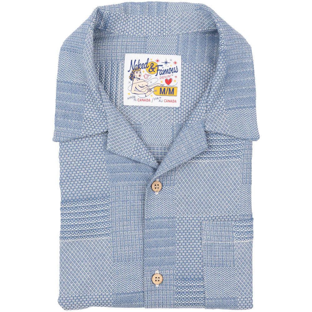 Aloha Shirt - Dobby Patchwork - Pale Blue by Naked & Famous Denim