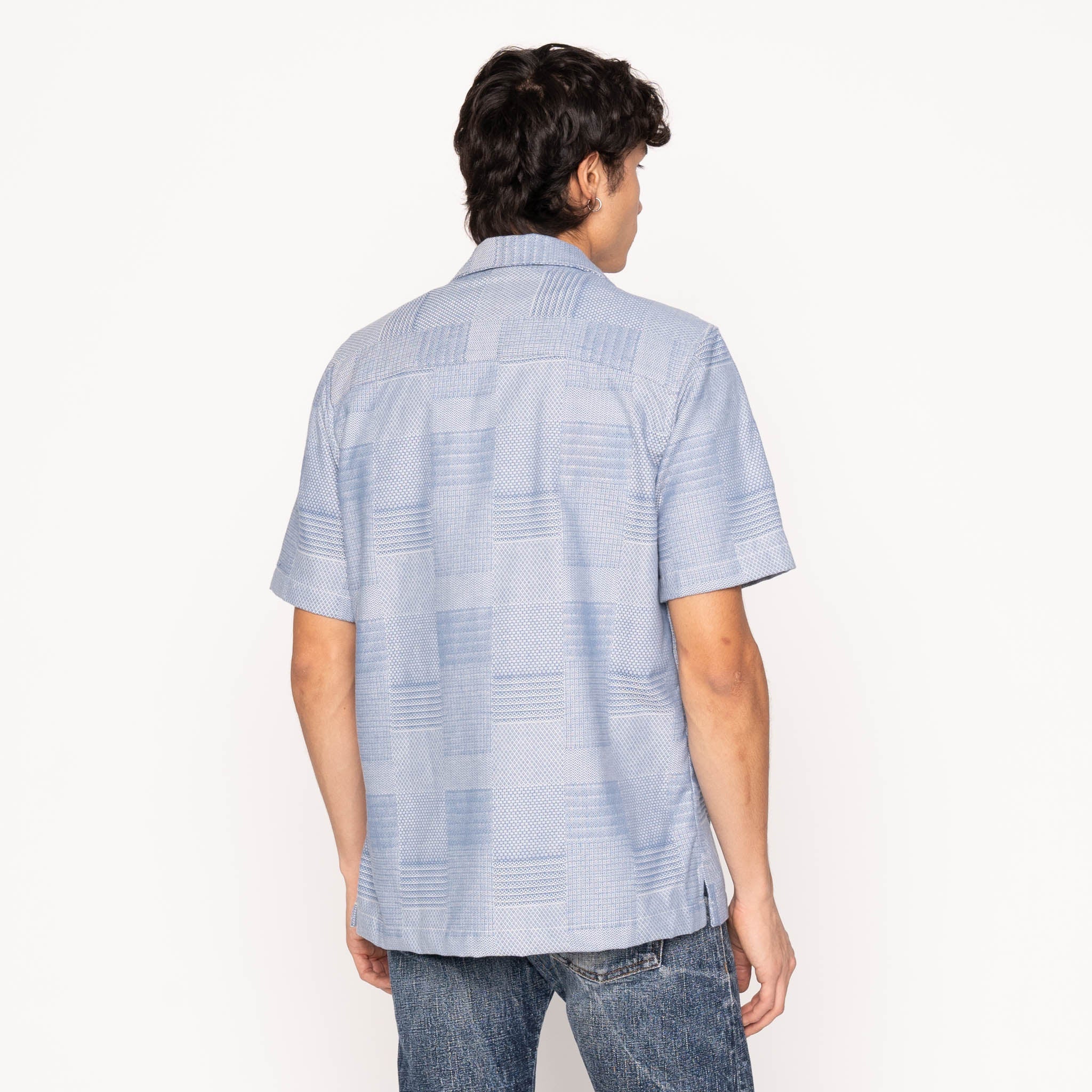 Aloha Shirt - Dobby Patchwork - Pale Blue by Naked & Famous Denim