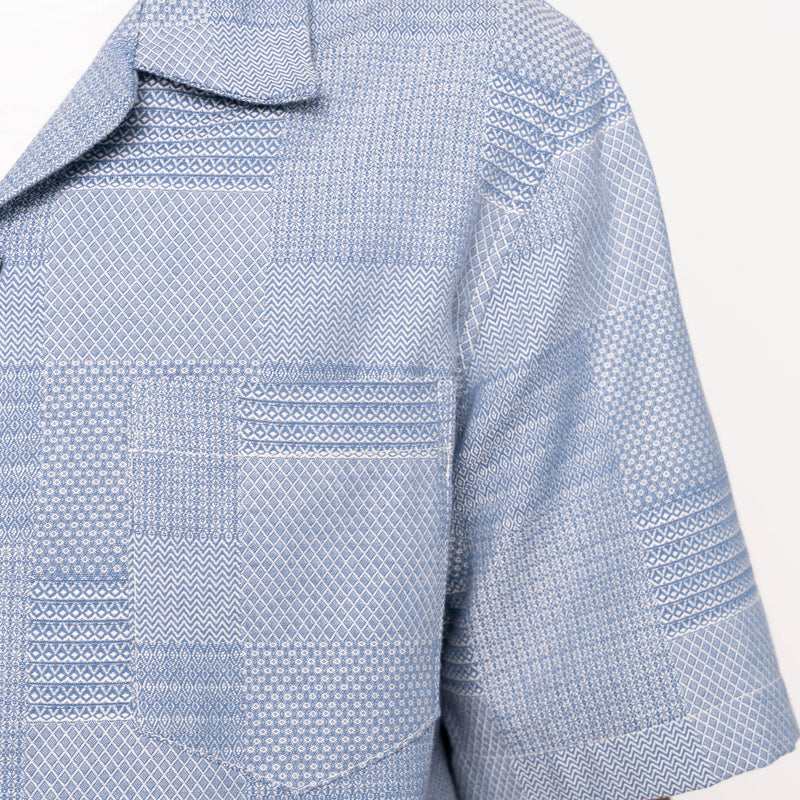 Aloha Shirt - Dobby Patchwork - Pale Blue