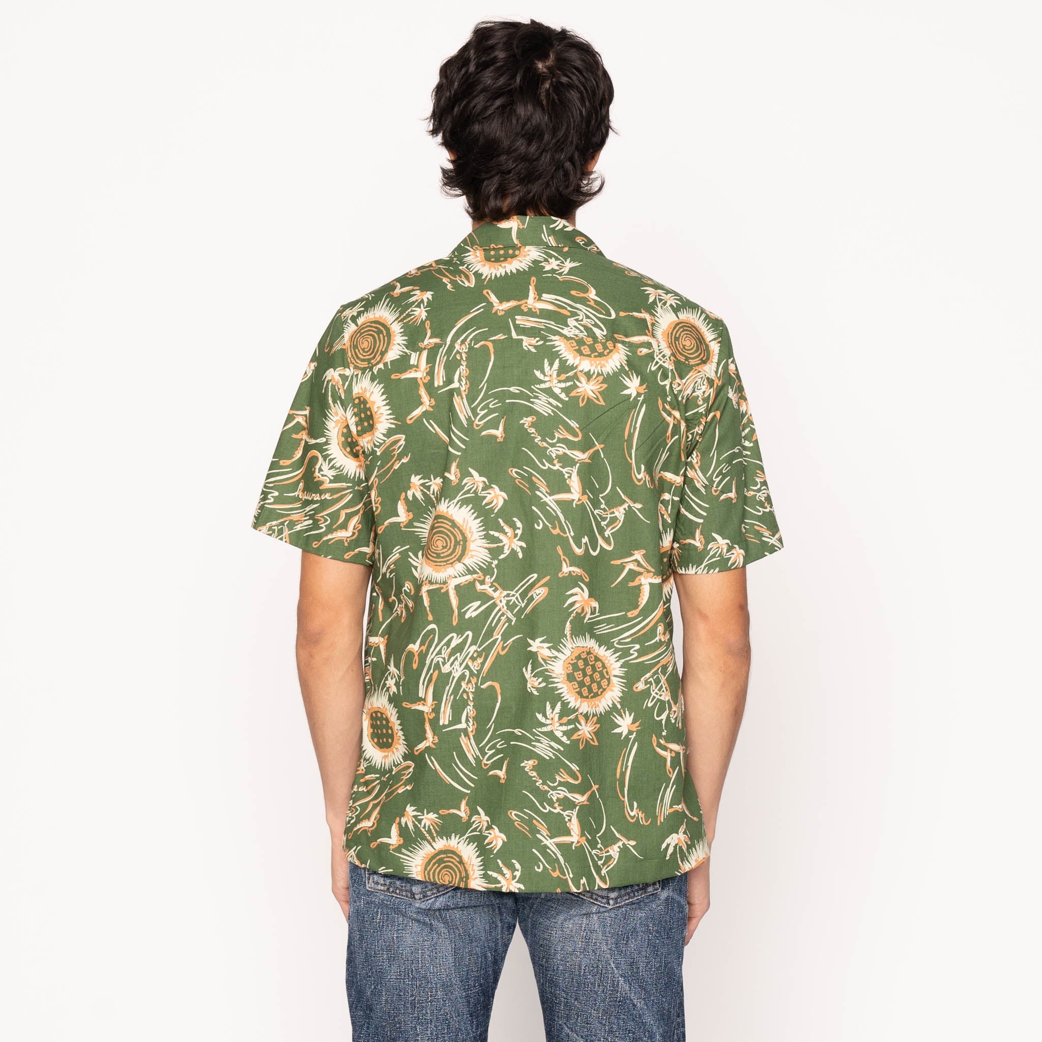 Aloha Shirt - Waikiki Waves - Green by Naked & Famous Denim