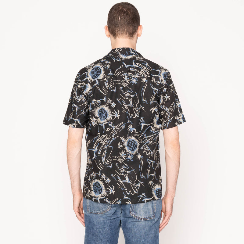 Aloha Shirt - Waikiki Waves - Black