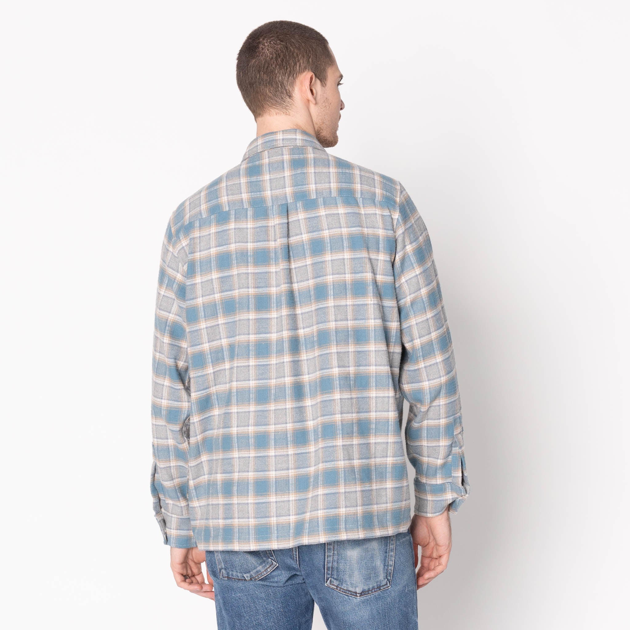 True Shirt - Soft Brushed Faded Flannel - Faded Blue by Naked & Famous Denim