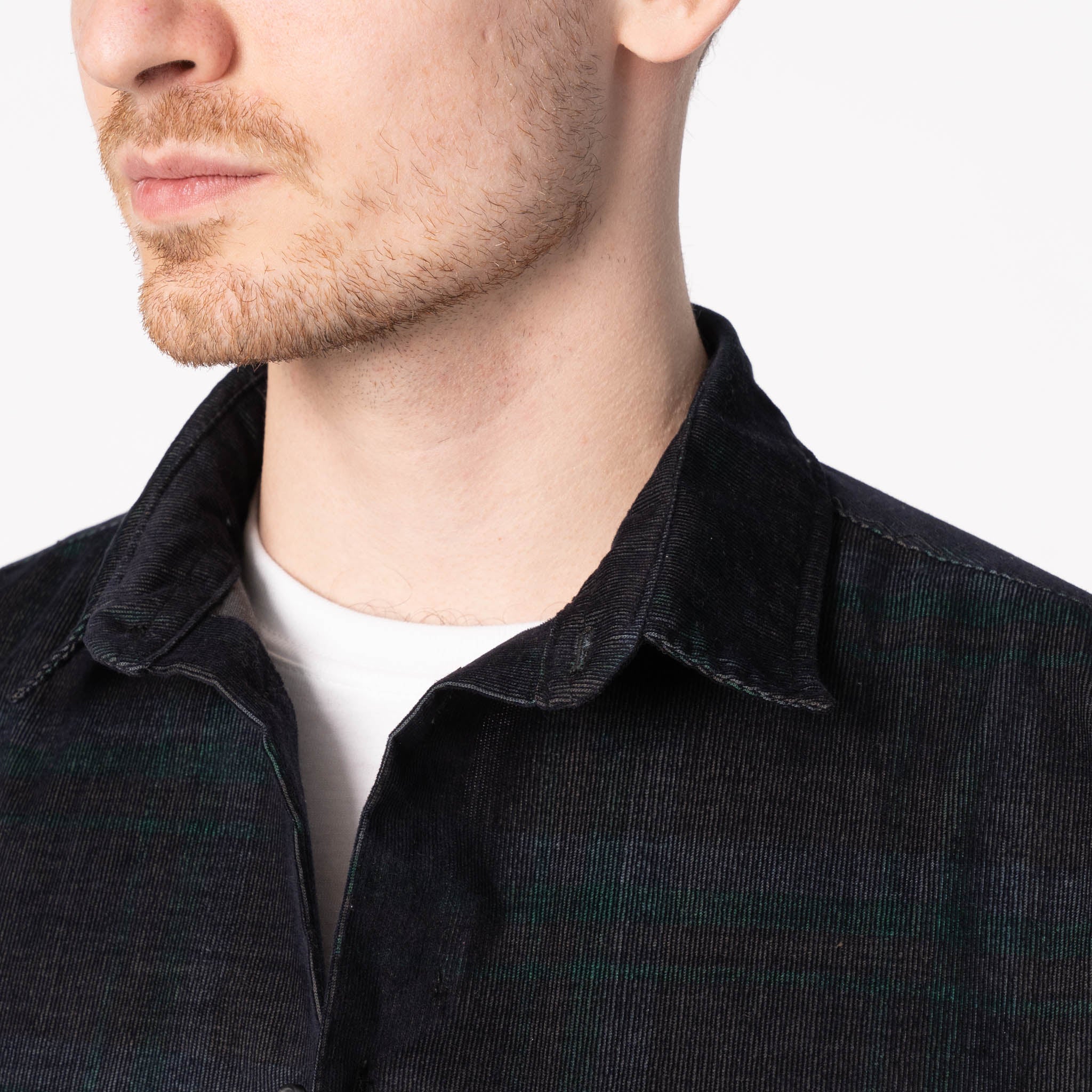 True Shirt - Corduroy Shirting (21W) - Navy / Green by Naked & Famous Denim