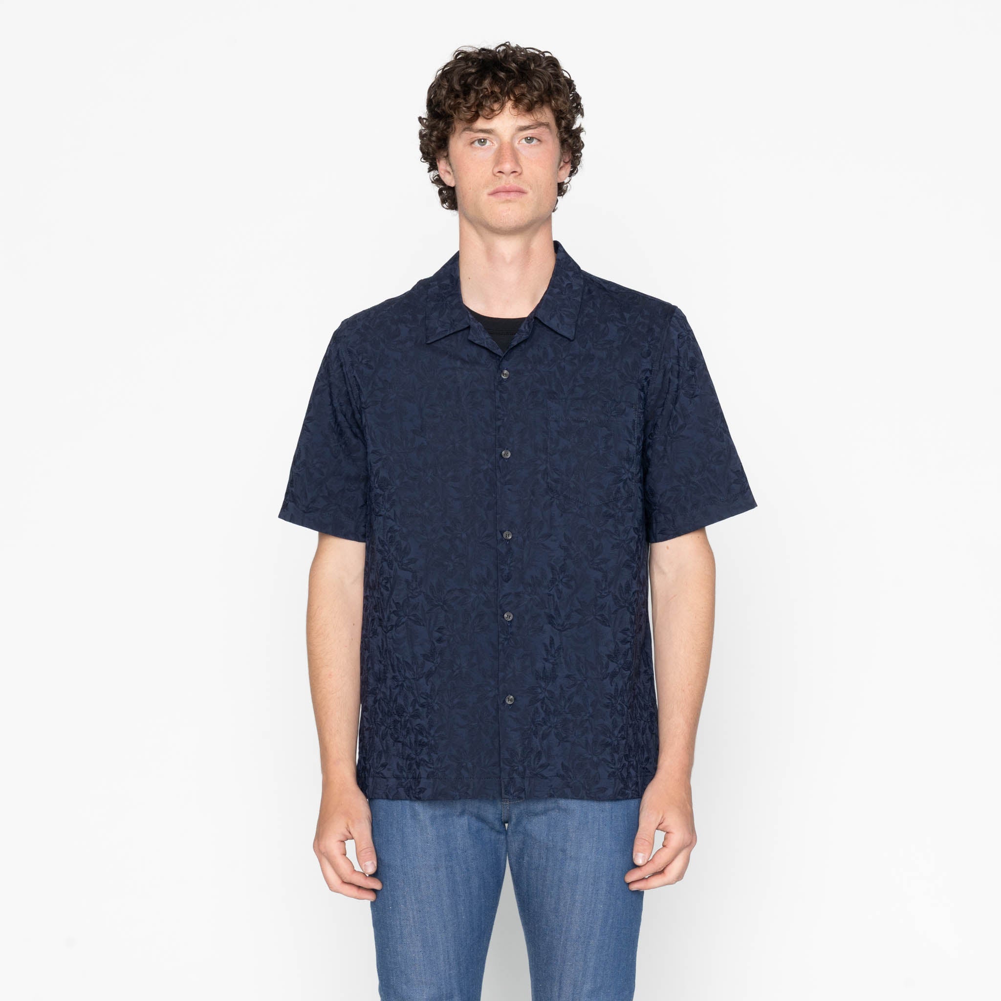 Aloha Shirt - Jungle Jacquard - Navy by Naked & Famous Denim