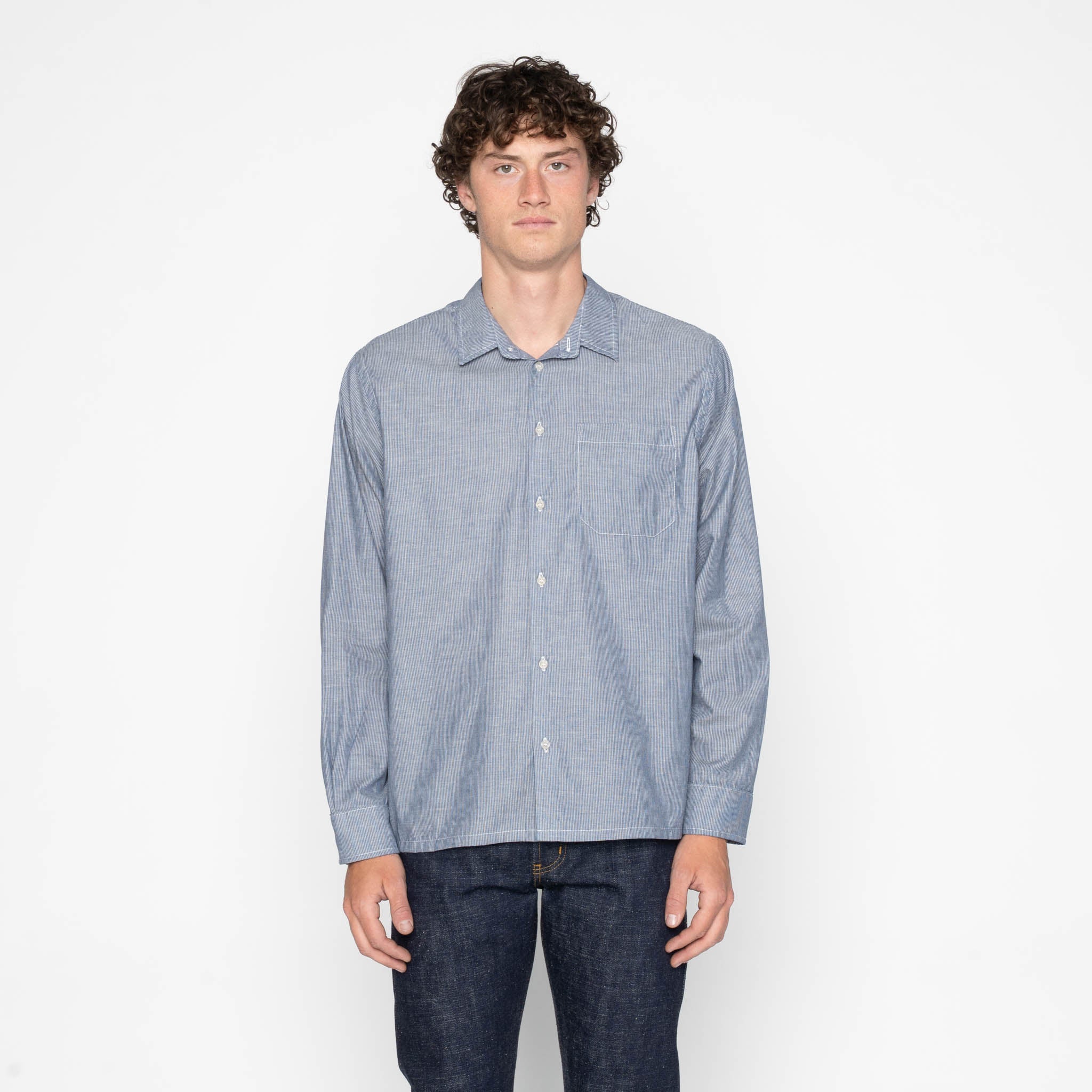 True Shirt - Indigo Stripe Selvedge - Indigo by Naked & Famous Denim