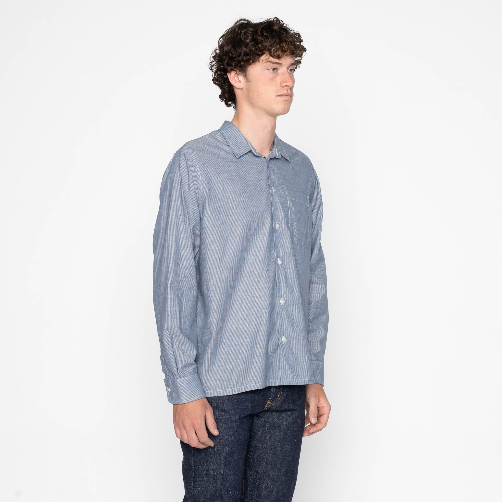 True Shirt - Indigo Stripe Selvedge - Indigo by Naked & Famous Denim