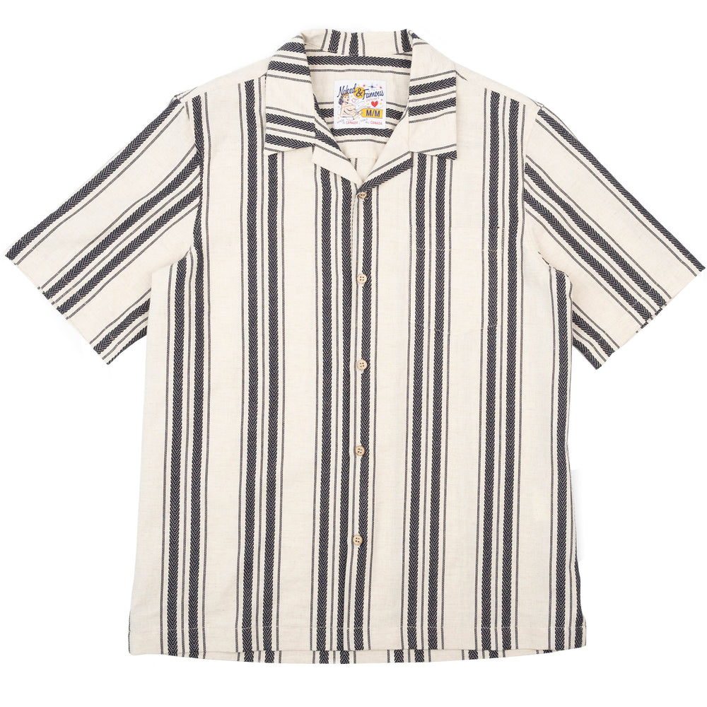 Aloha Shirt - Dobby Bands - Natural by Naked & Famous Denim