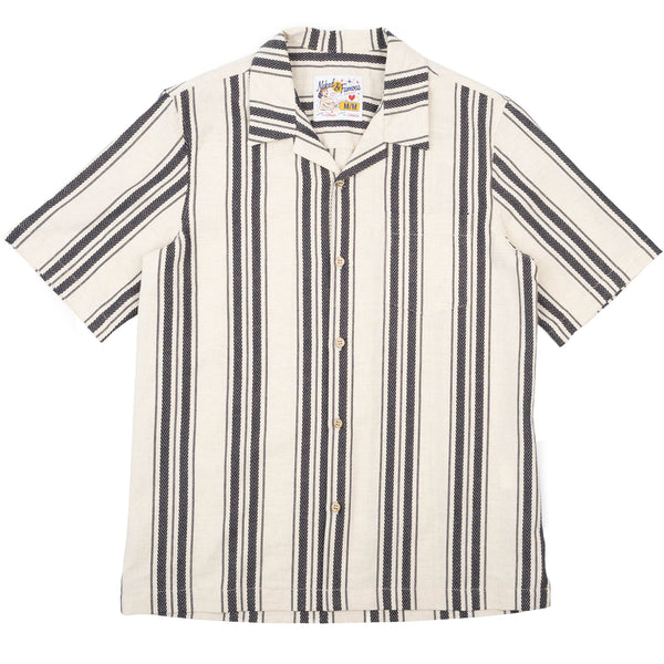 Aloha Shirt - Dobby Bands - Natural by Naked & Famous Denim