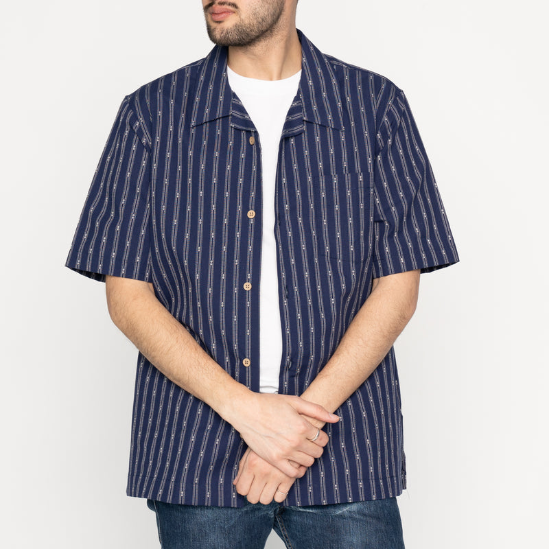 Products Aloha Shirt - Vintage Dobby Stripes - Navy