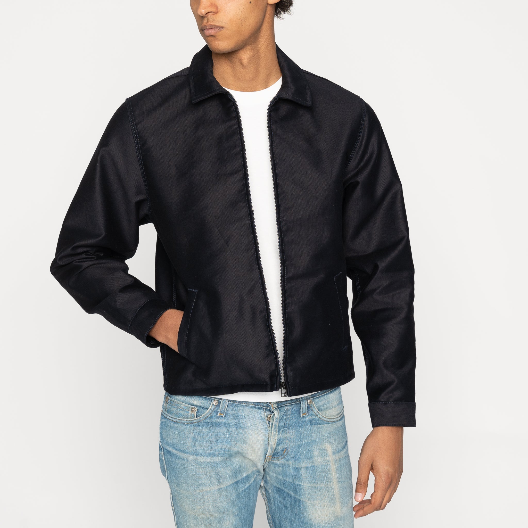 Zip Jacket - Brushed Jungle Cloth - Navy by Naked & Famous Denim