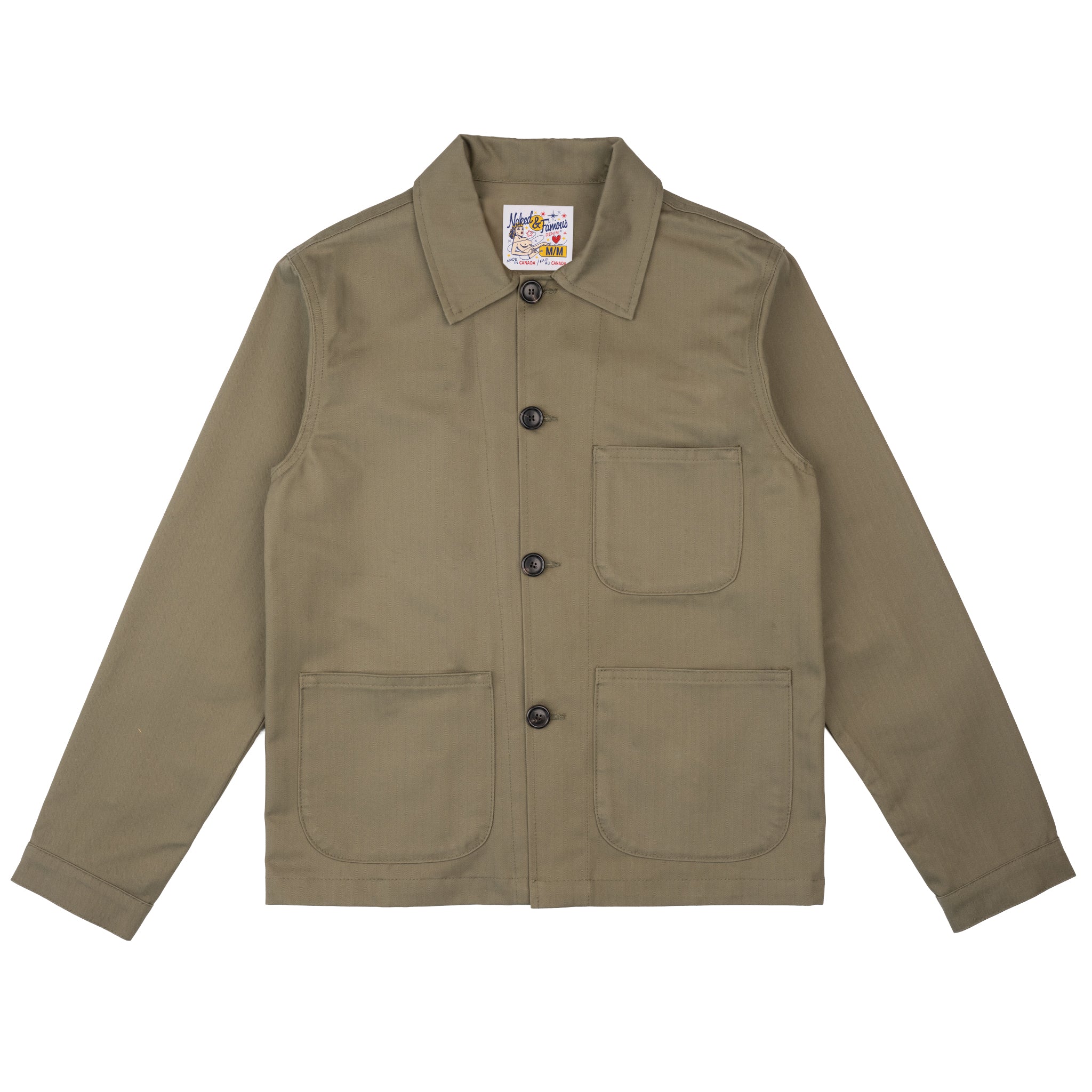 Utility Jacket - 1940s Military Organic Herringbone - Army Green by Naked & Famous Denim