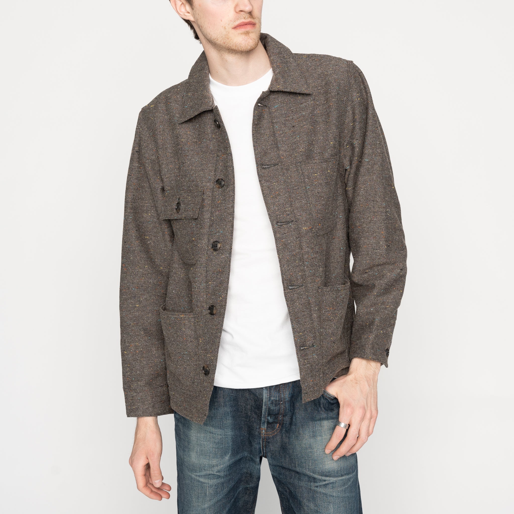 Chore Coat - Wool Blend Multi Nep - Brown by Naked & Famous Denim