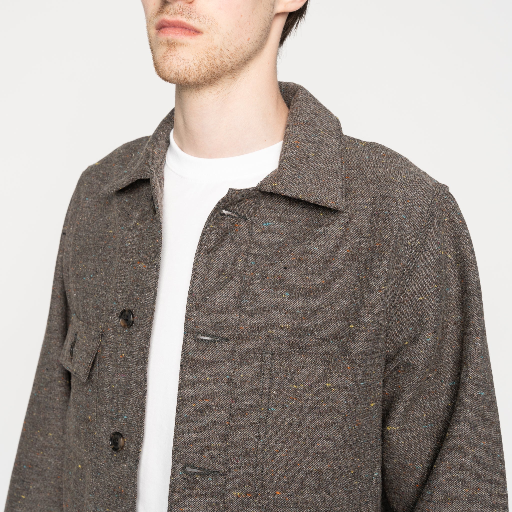 Chore Coat - Wool Blend Multi Nep - Brown by Naked & Famous Denim