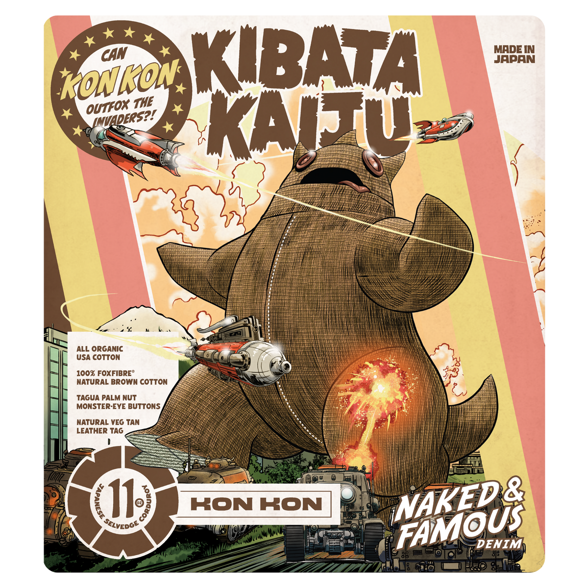 Product packaging for 'Kibata Kaiju' with a bear-like creature and text on a colorful background.