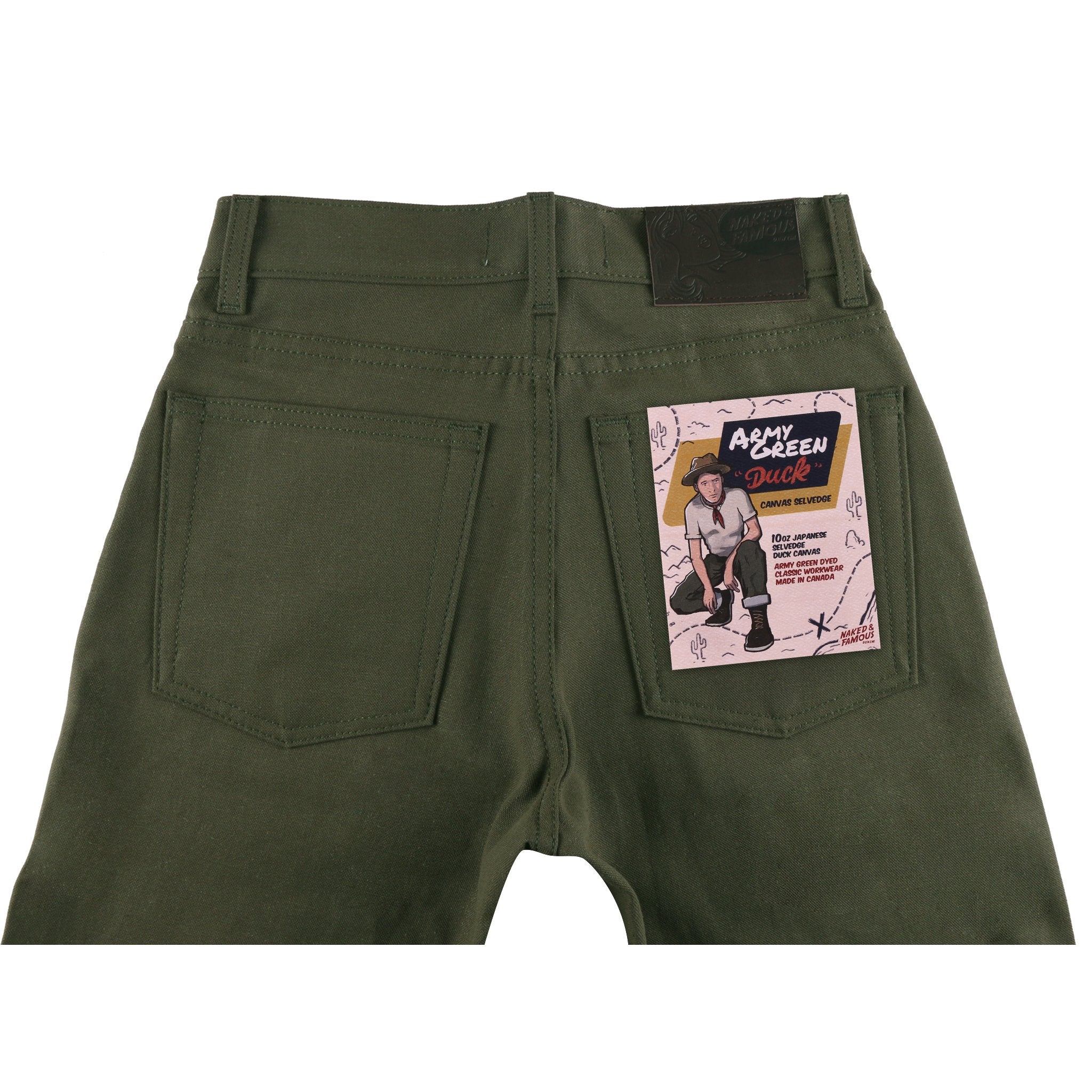 Women's - Max - Army Green Duck Selvedge by Naked & Famous Denim