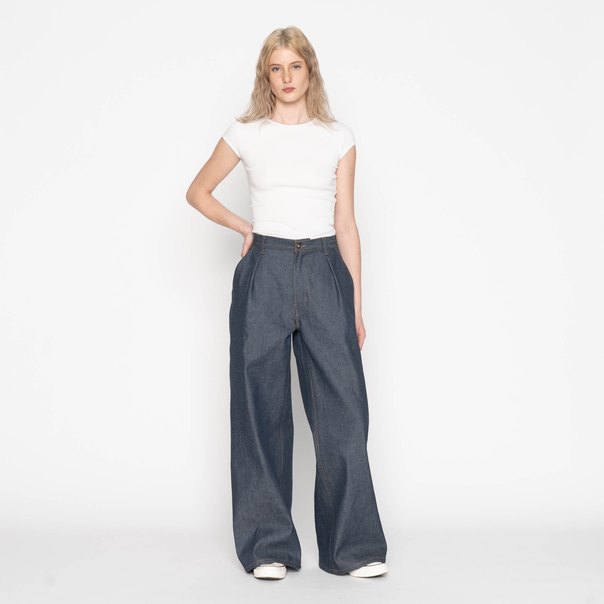 Wide Leg Trouser - Natural Indigo - Indigo by Naked & Famous Denim