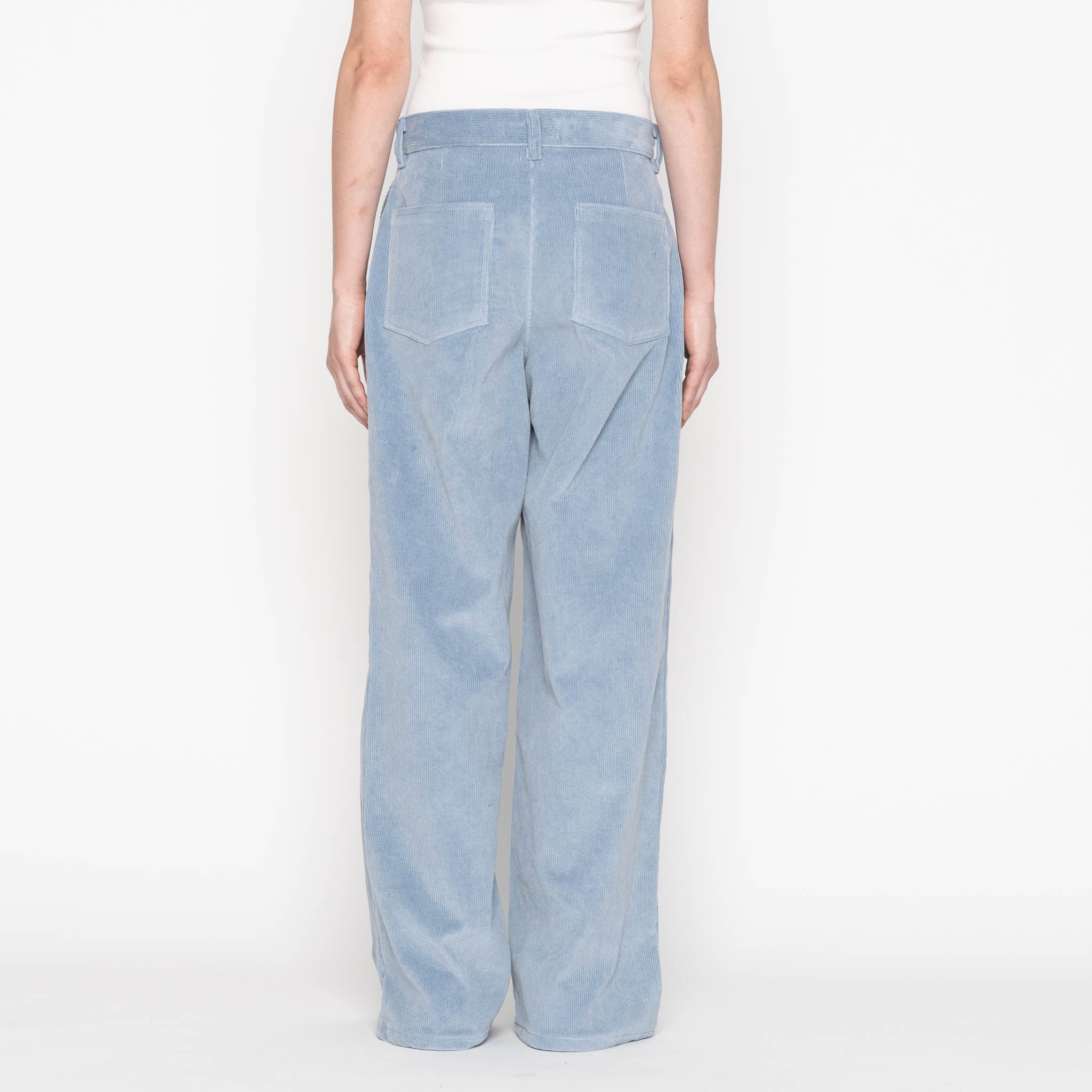 Wide Leg Trouser - Faded Corduroy Organique - Pale Indigo by Naked & Famous Denim