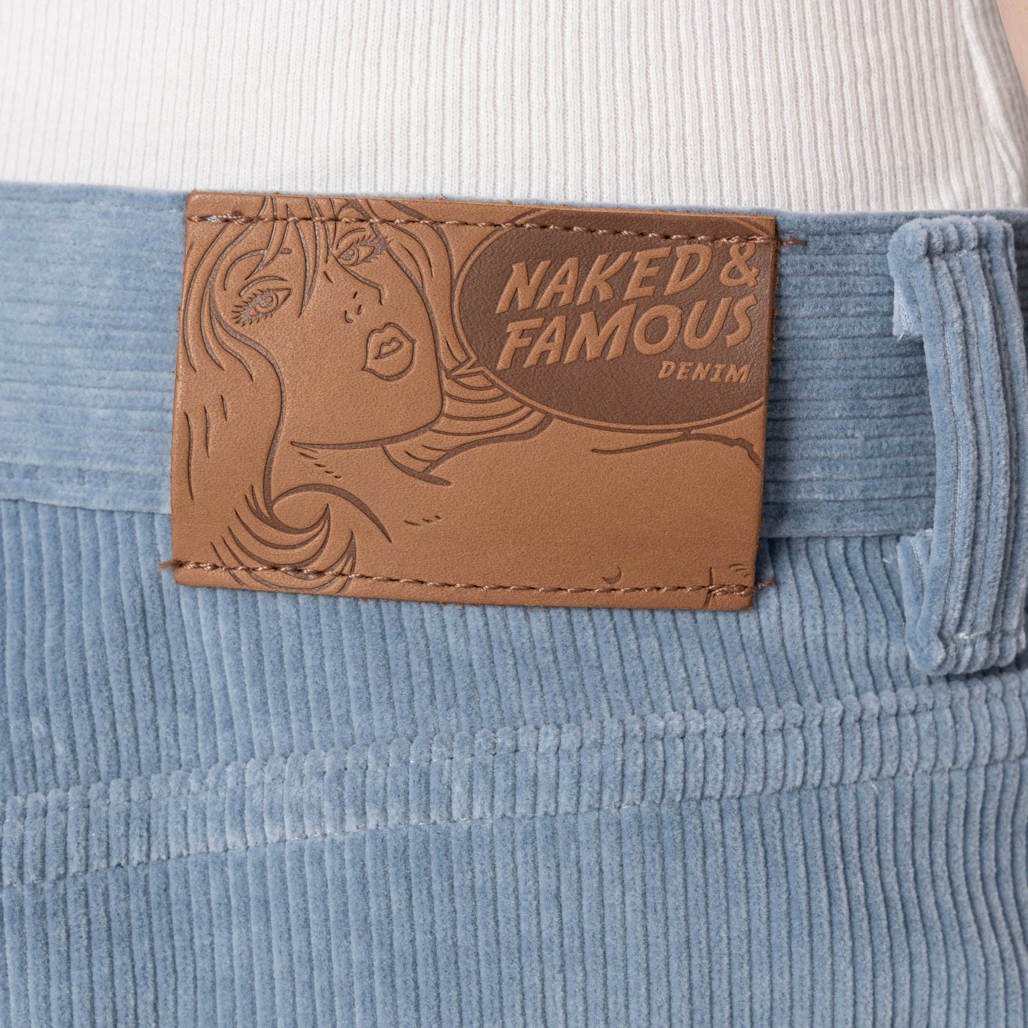 Wide Wild West - Organic Faded Corduroy - Pale Indigo by Naked & Famous Denim