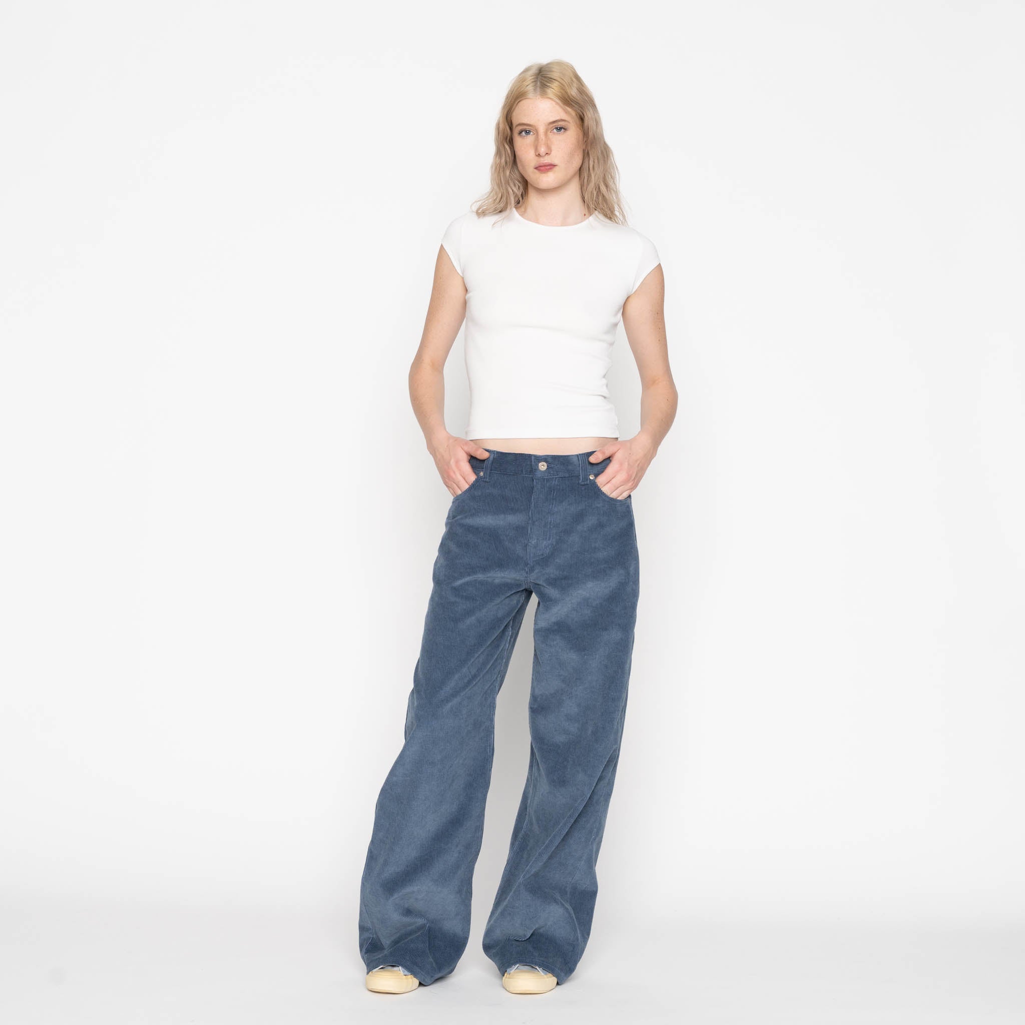 Wide Wild West  - Organic Faded Corduroy - Indigo by Naked & Famous Denim