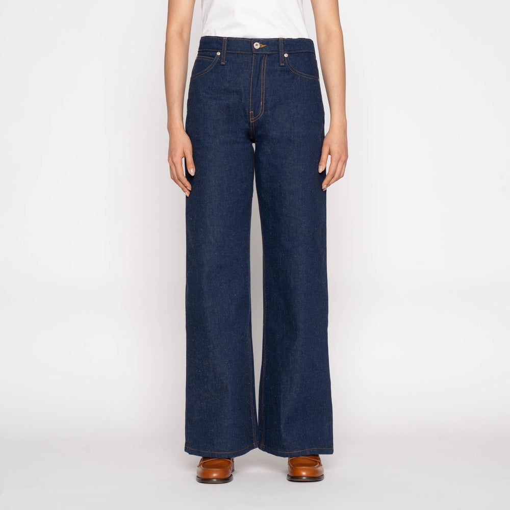 Wide Wild West - 2x1 Dungaree Nep Denim - Mid Indigo by Naked & Famous Denim