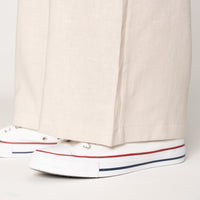Relaxed Pleated Trouser - French Linen Fine Canvas - Ecru