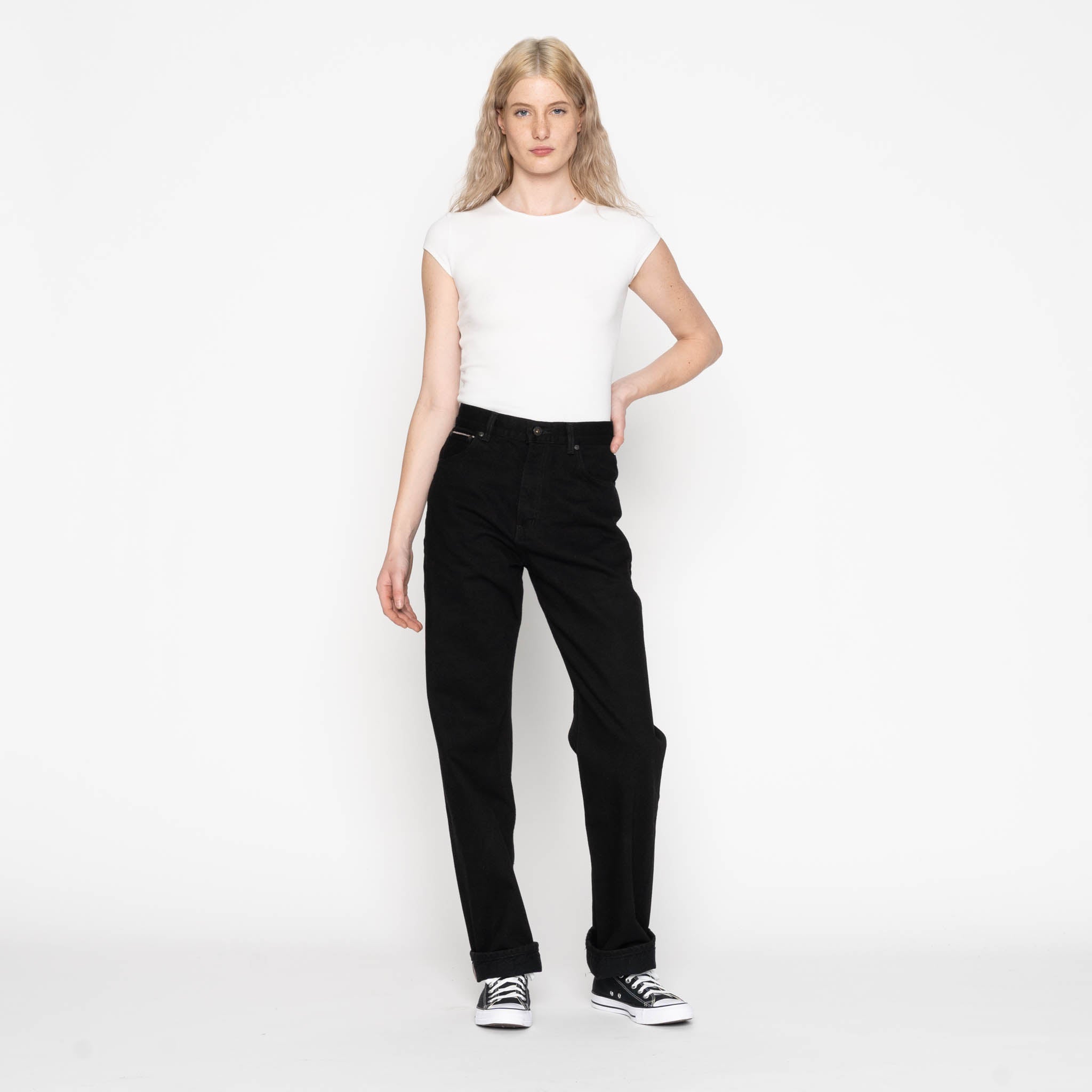 True Girl - Solid Black Selvedge Washed by Naked & Famous Denim