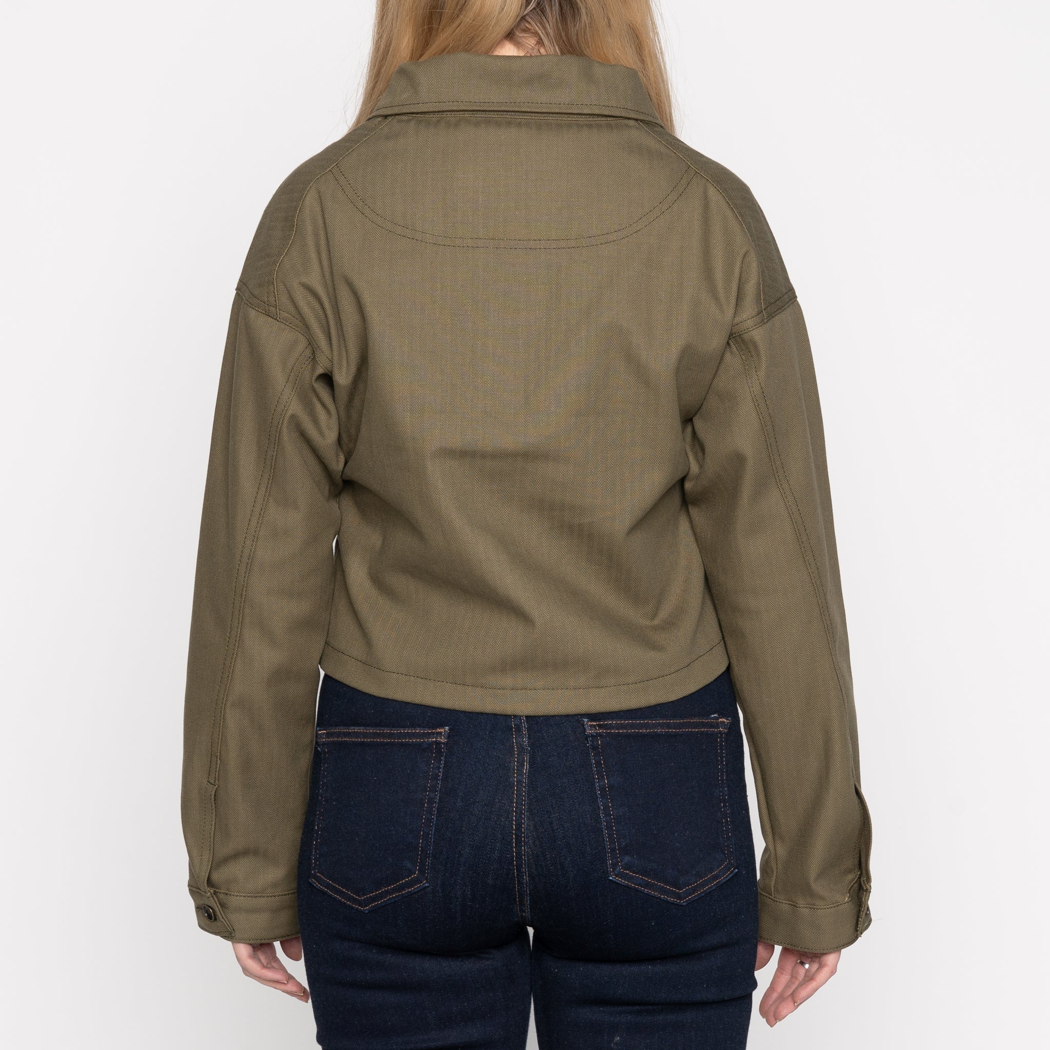 Zip Crop Jacket - Army HBT - Olive Drab by Naked & Famous Denim