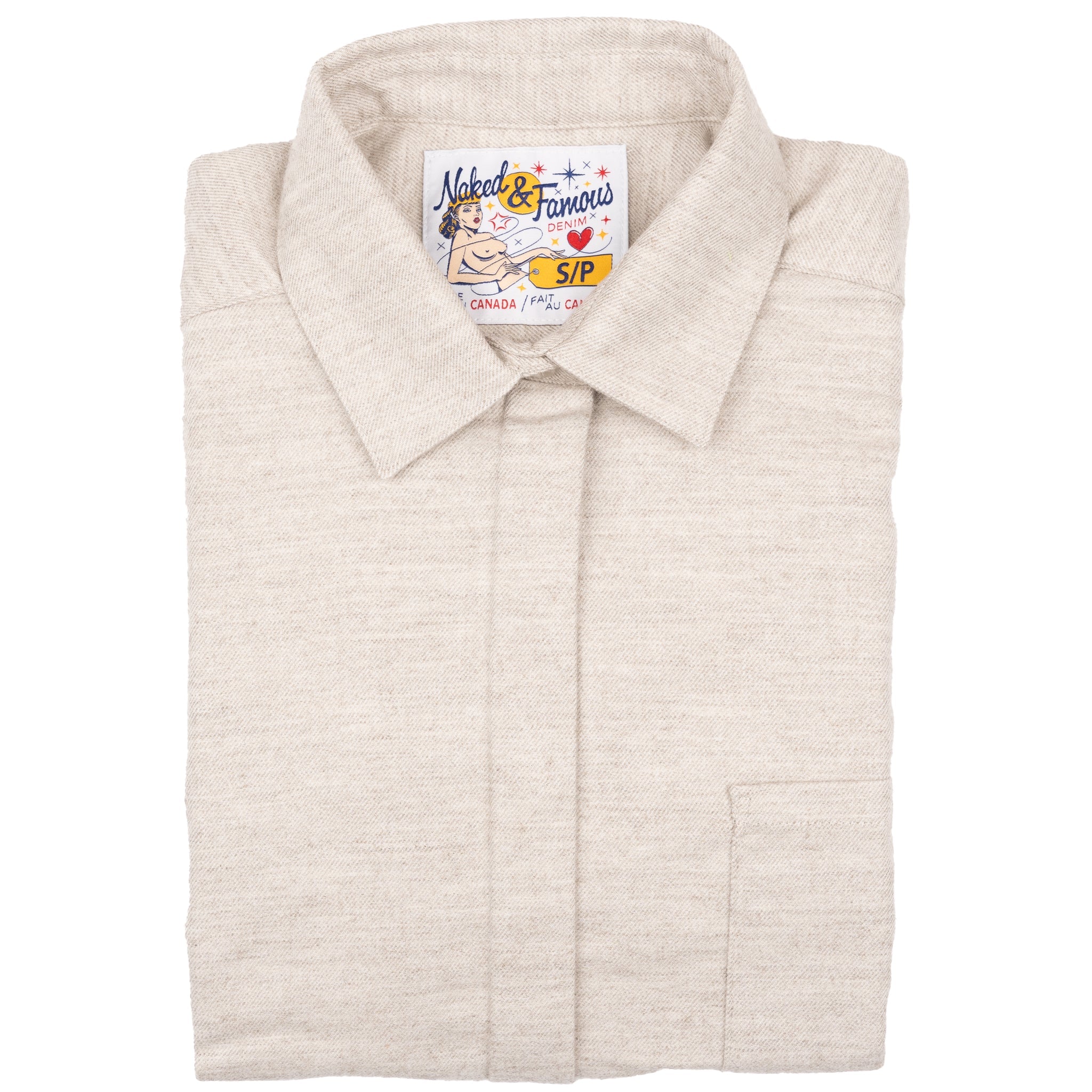 Roomy Shirt - Yak Fiber Brushed Flannel - Whisper Grey by Naked & Famous Denim