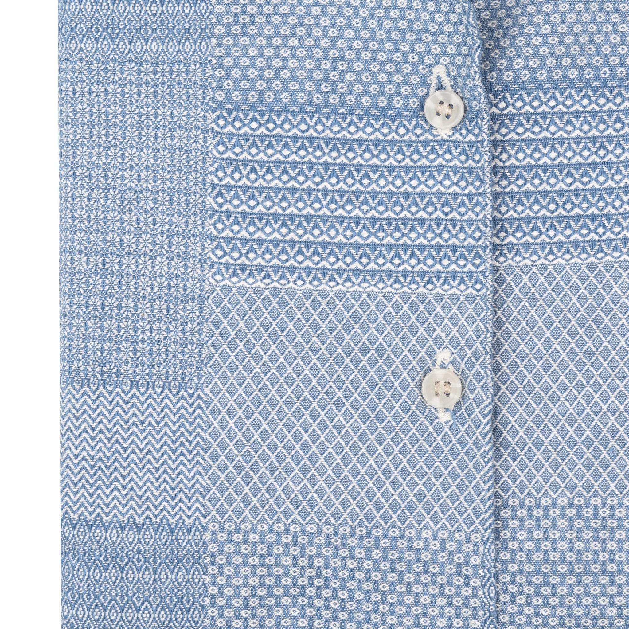 Camp Collar Shirt - Dobby Patchwork - Pale Blue by Naked & Famous Denim