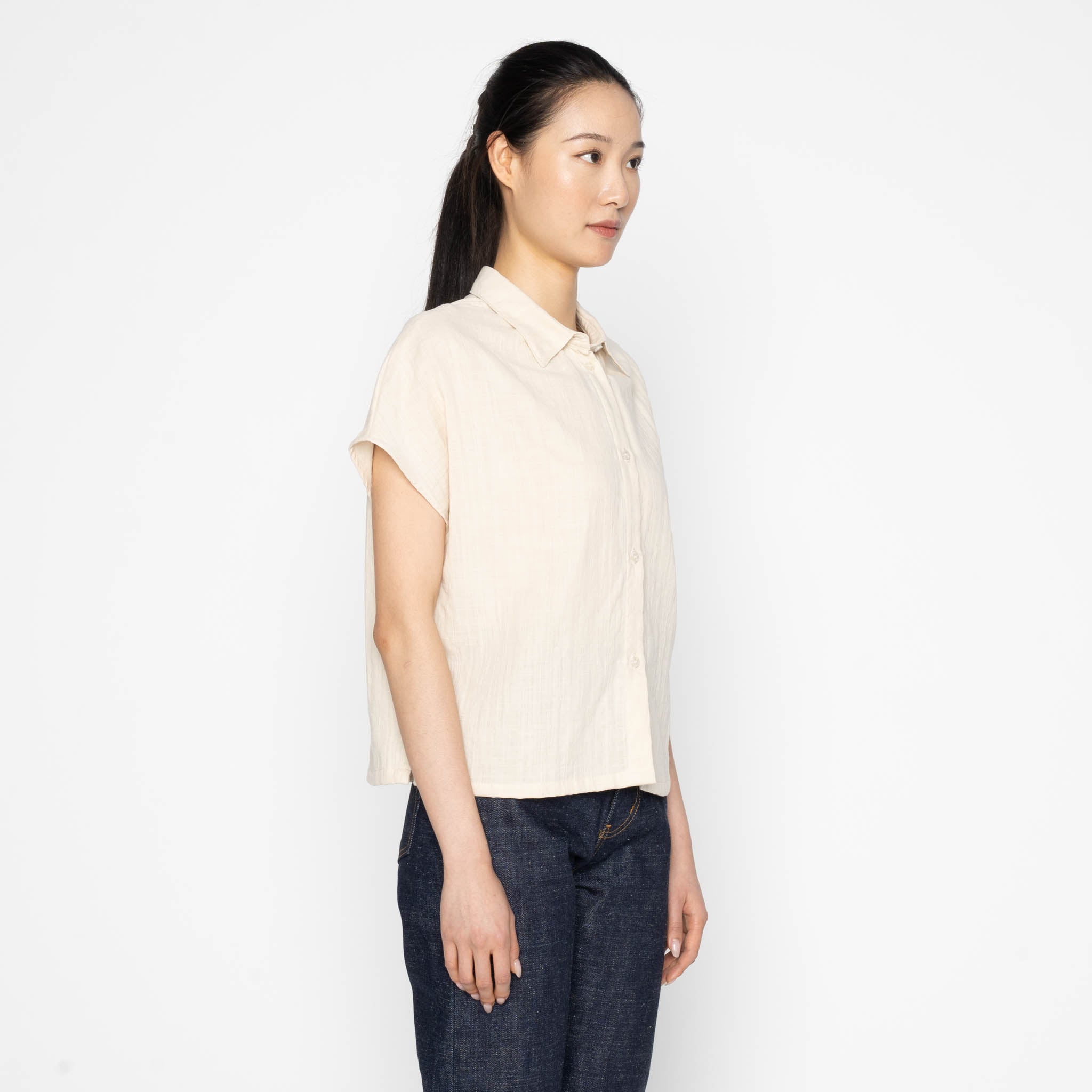 Billie Shirt - Double Weave Gauze - Bone by Naked & Famous Denim