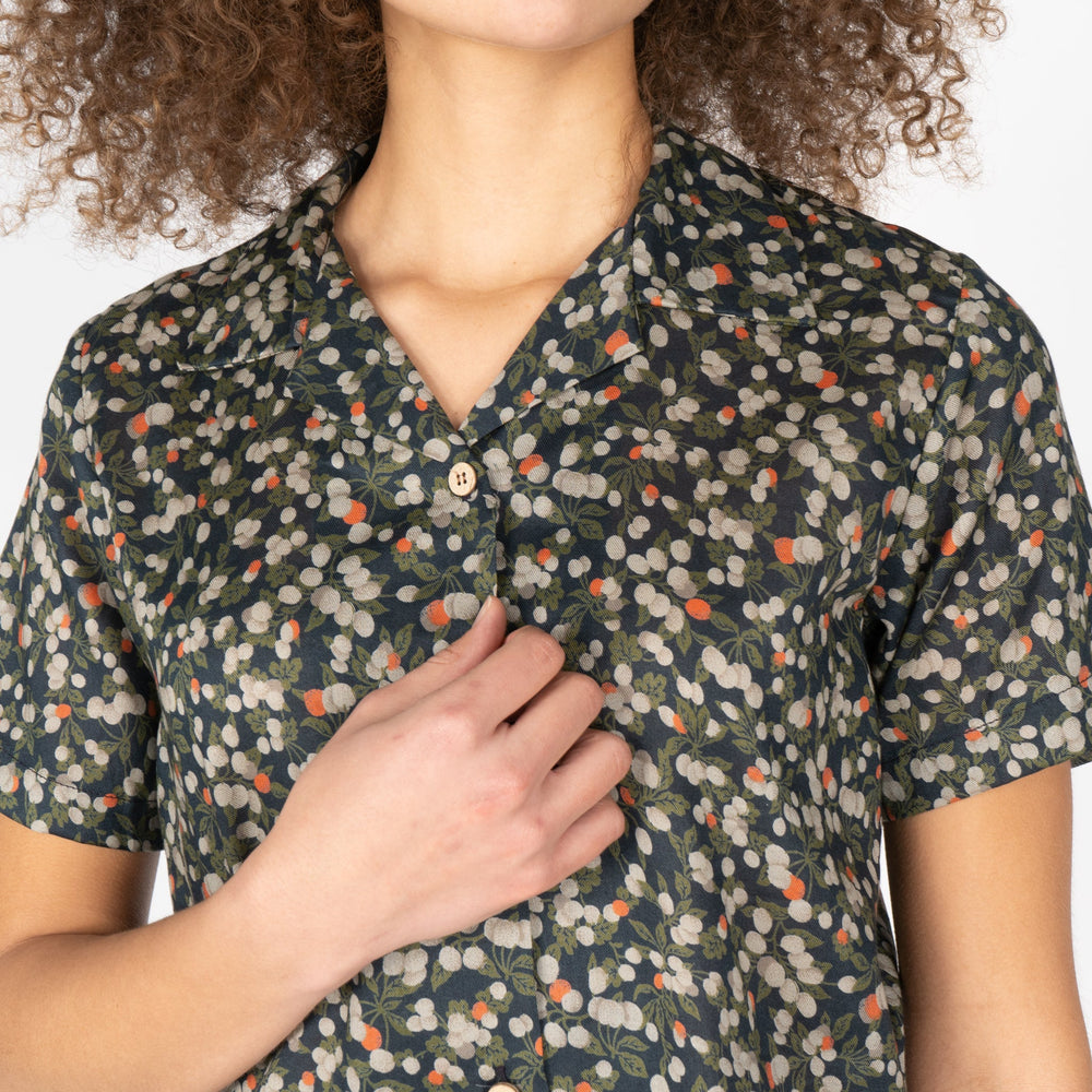 Camp Collar Shirt - Fruit Print - Navy by Naked & Famous Denim