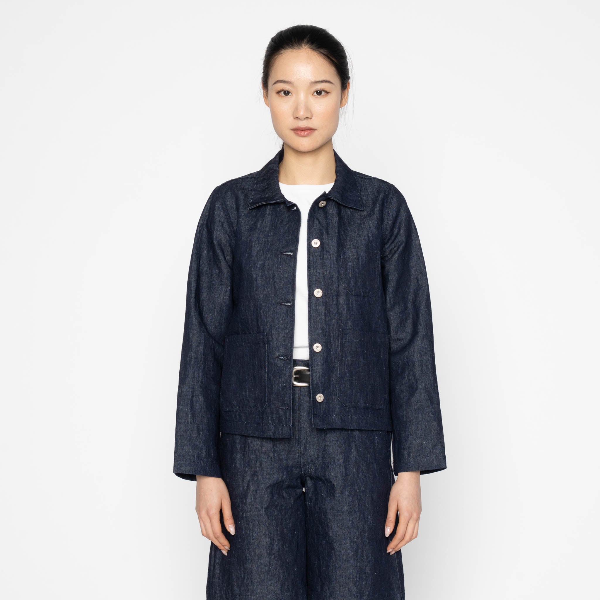 Gracie Jacket - Linen Blend Denim - Indigo by Naked & Famous Denim