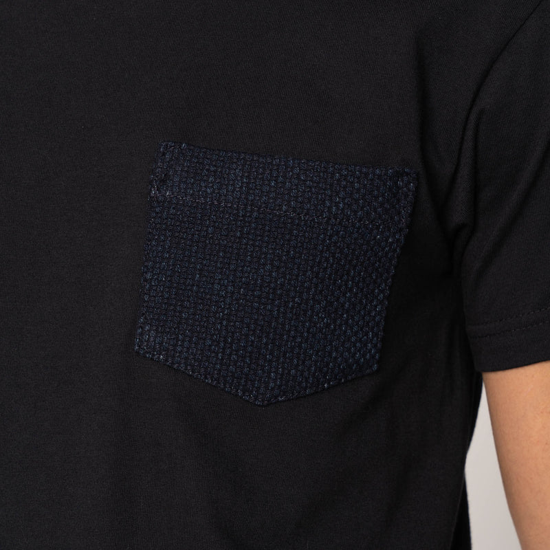 Pocket Tee - Black - Indigo Sashiko