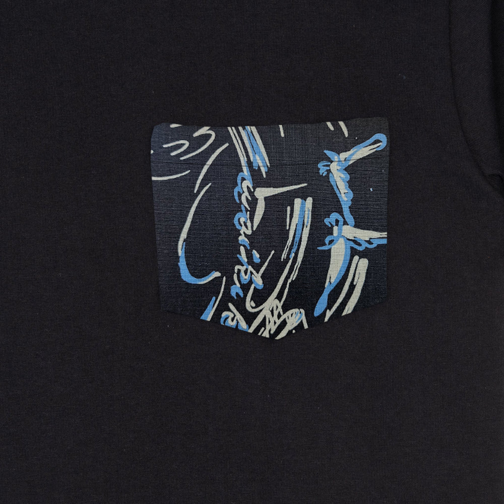 Pocket Tee - Black - Waikiki Waves - Black by Naked & Famous Denim