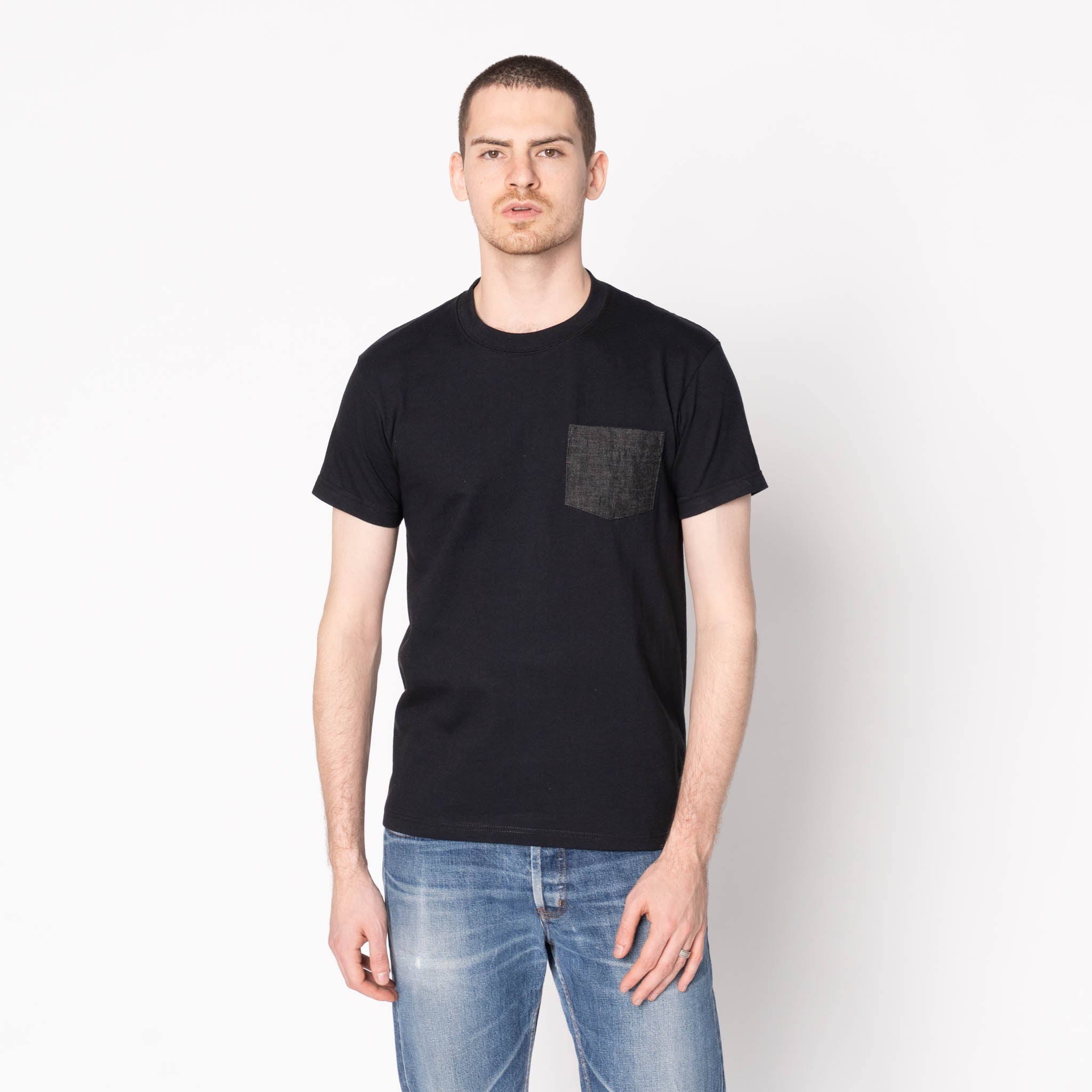Pocket Tee - Black - Black Lightweight Denim - Black by Naked & Famous Denim