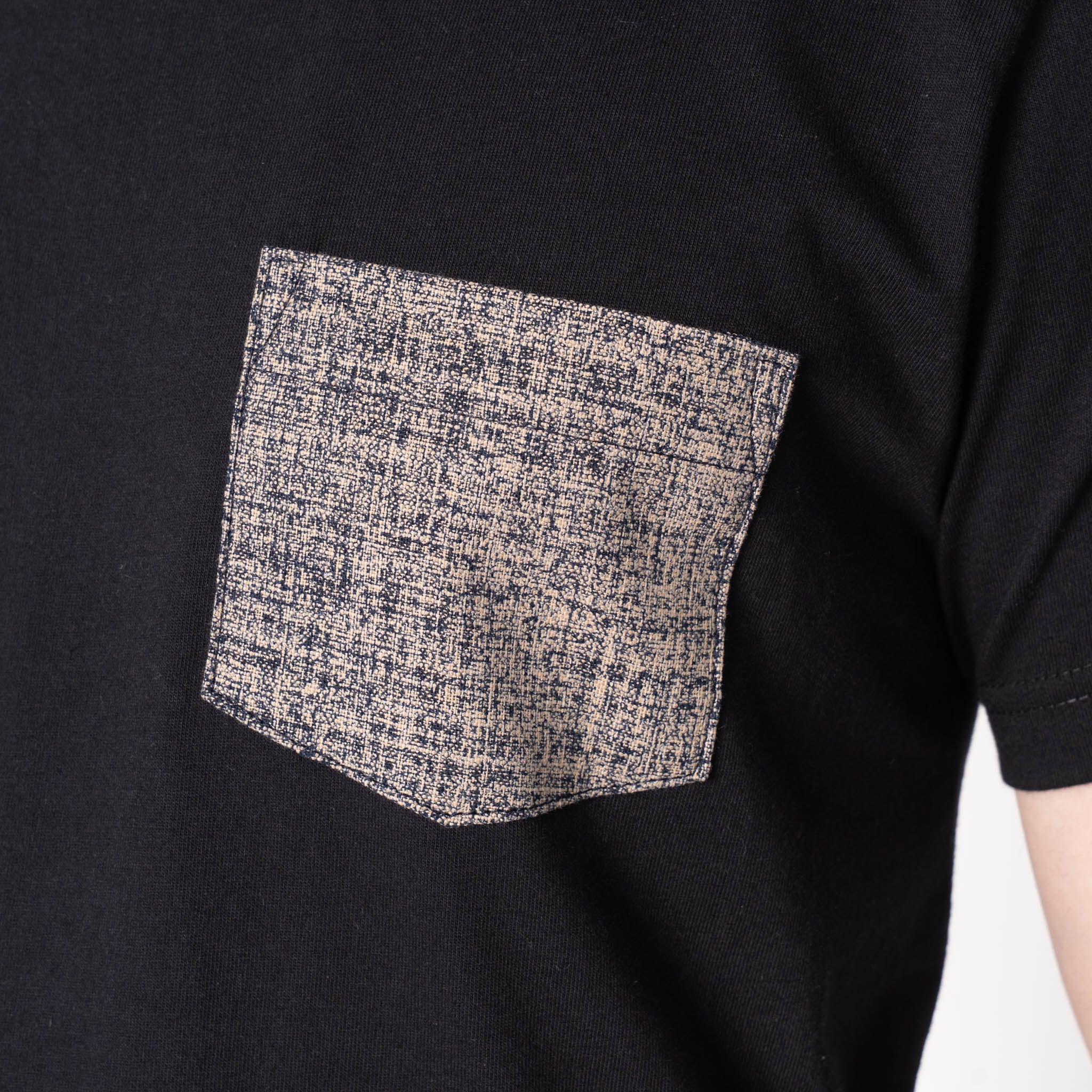 Pocket Tee - Black - Kimono Scramble - Indigo by Naked & Famous Denim