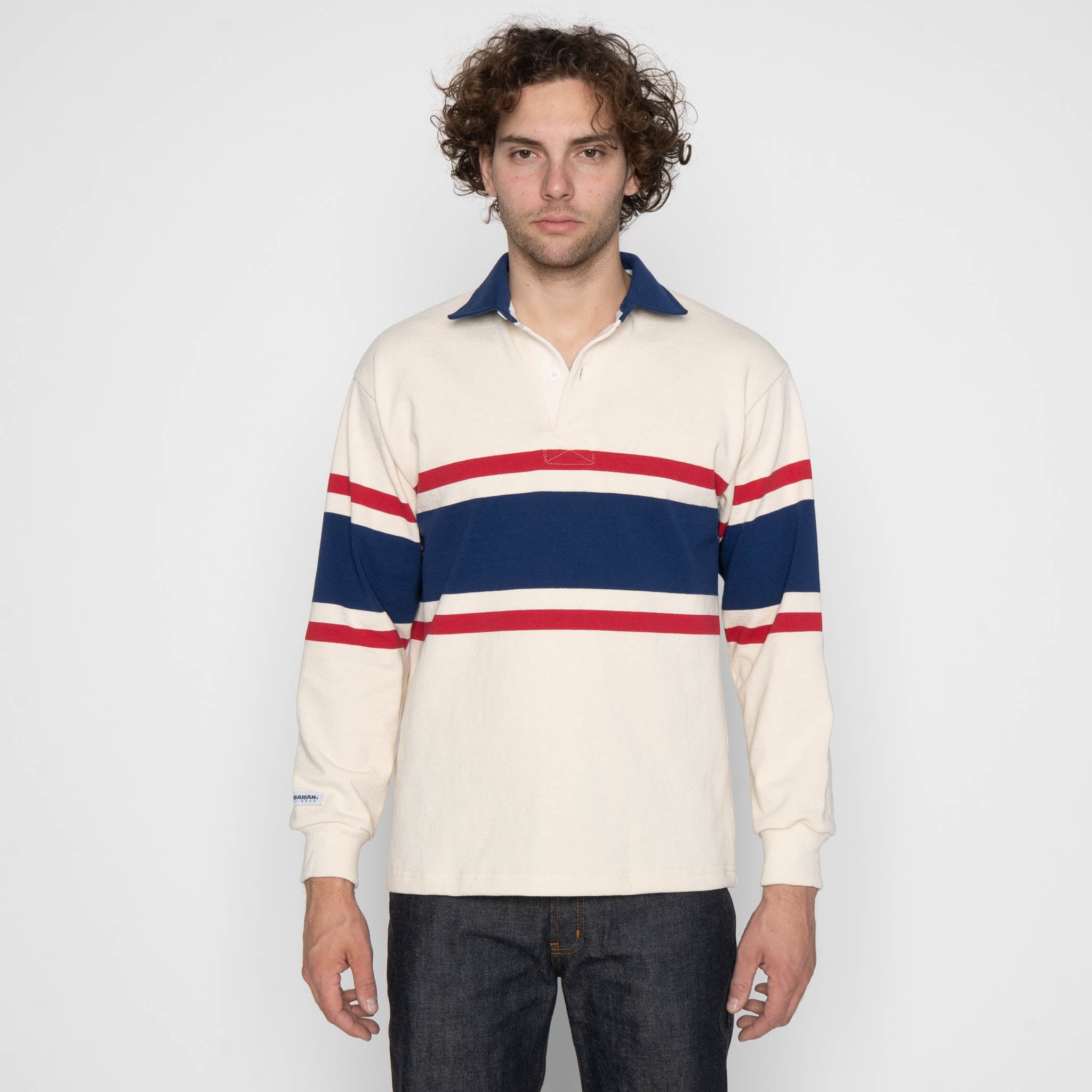 Classic Rugby Jersey - Ivory/Dark Red/Deep Blue by Barbarian