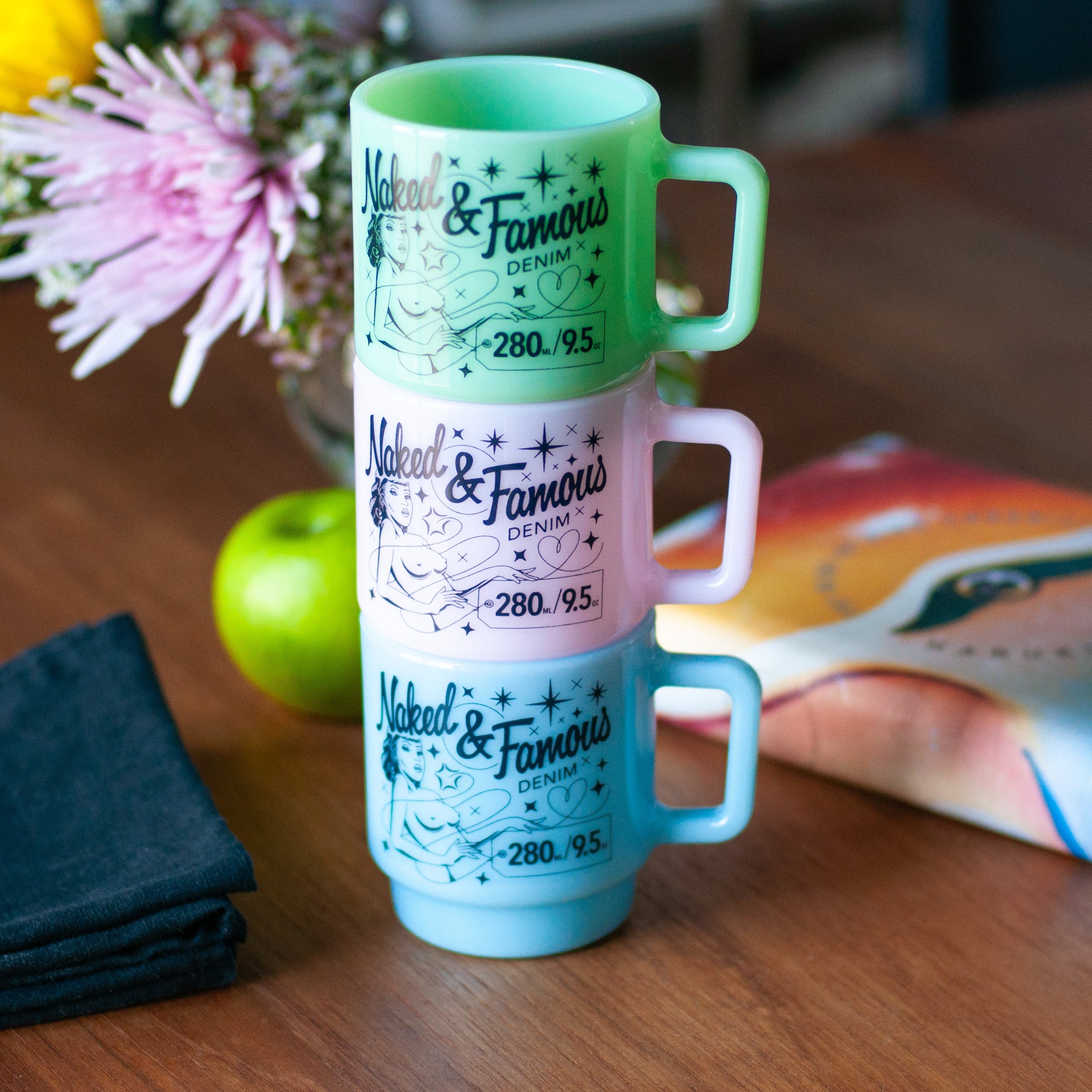 Milk Glass Stackable Mug - Pink Sakura by Naked & Famous Denim