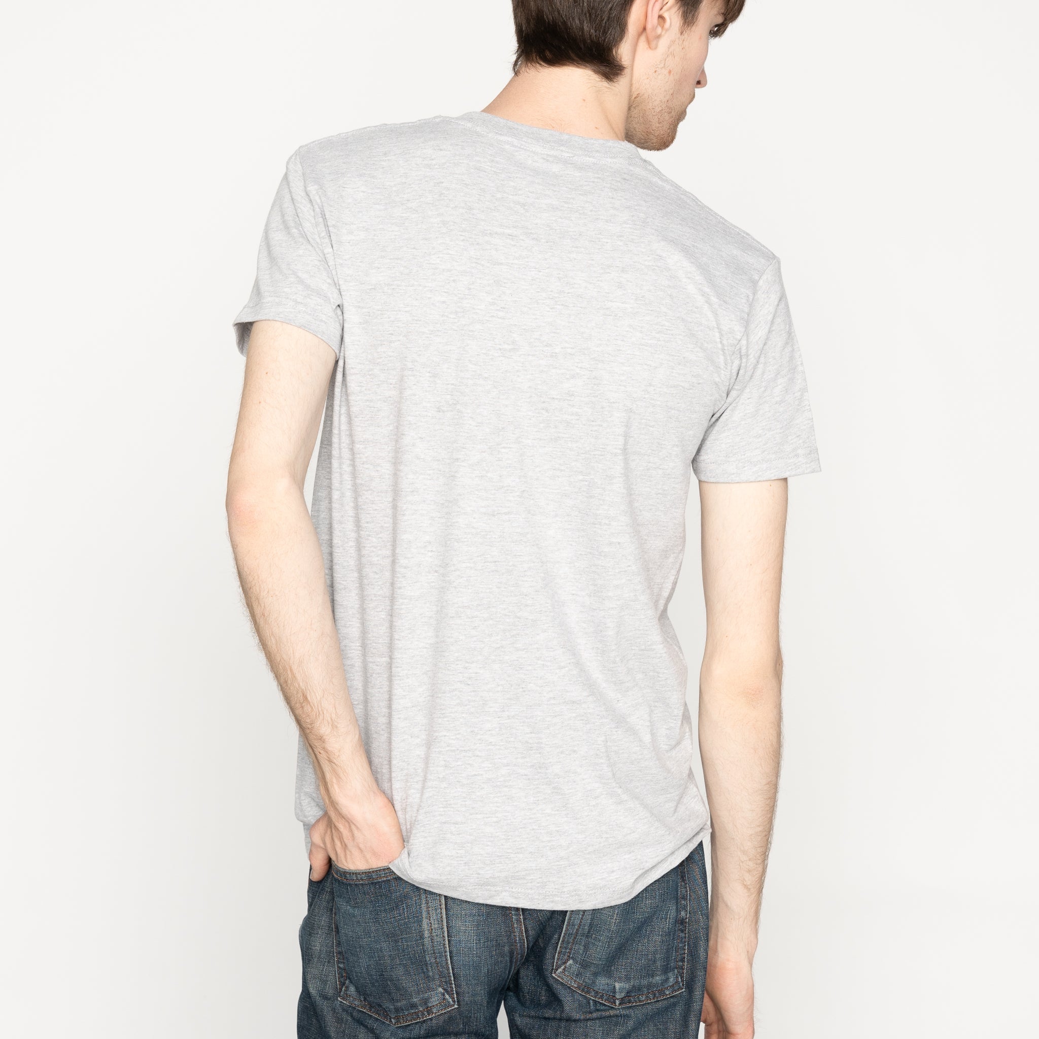 Pocket Tee - Heather Grey - Triple Yarn Twist Brushed Flannel - Forest Green by Naked & Famous Denim