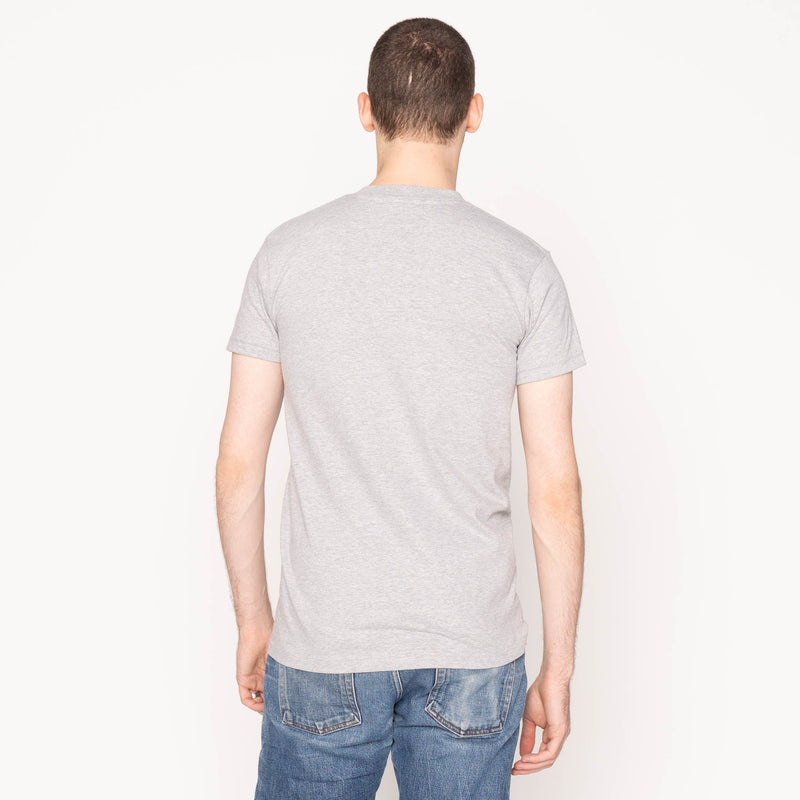 Pocket Tee - Heather Grey - Asagi Sashiko - White