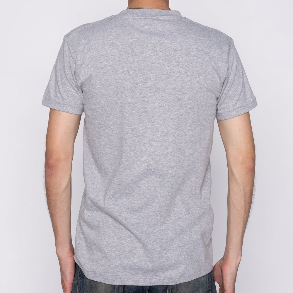 Pocket Tee - Heather Grey + Tweedy Cotton Vintage Brushed - Red by Naked & Famous Denim