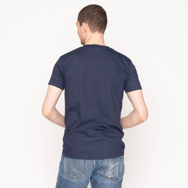 Pocket Tee - Navy - Dobby Patchwork - Pale Blue