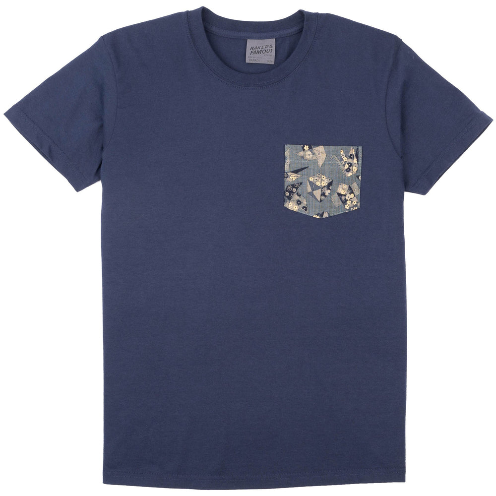 Pocket Tee - Navy - Origami Poplin - Blue by Naked & Famous Denim