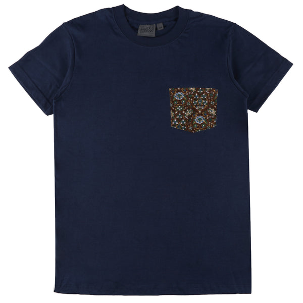 Pocket Tee - Navy + Bandana Cloth - Brown | Naked & Famous Denim